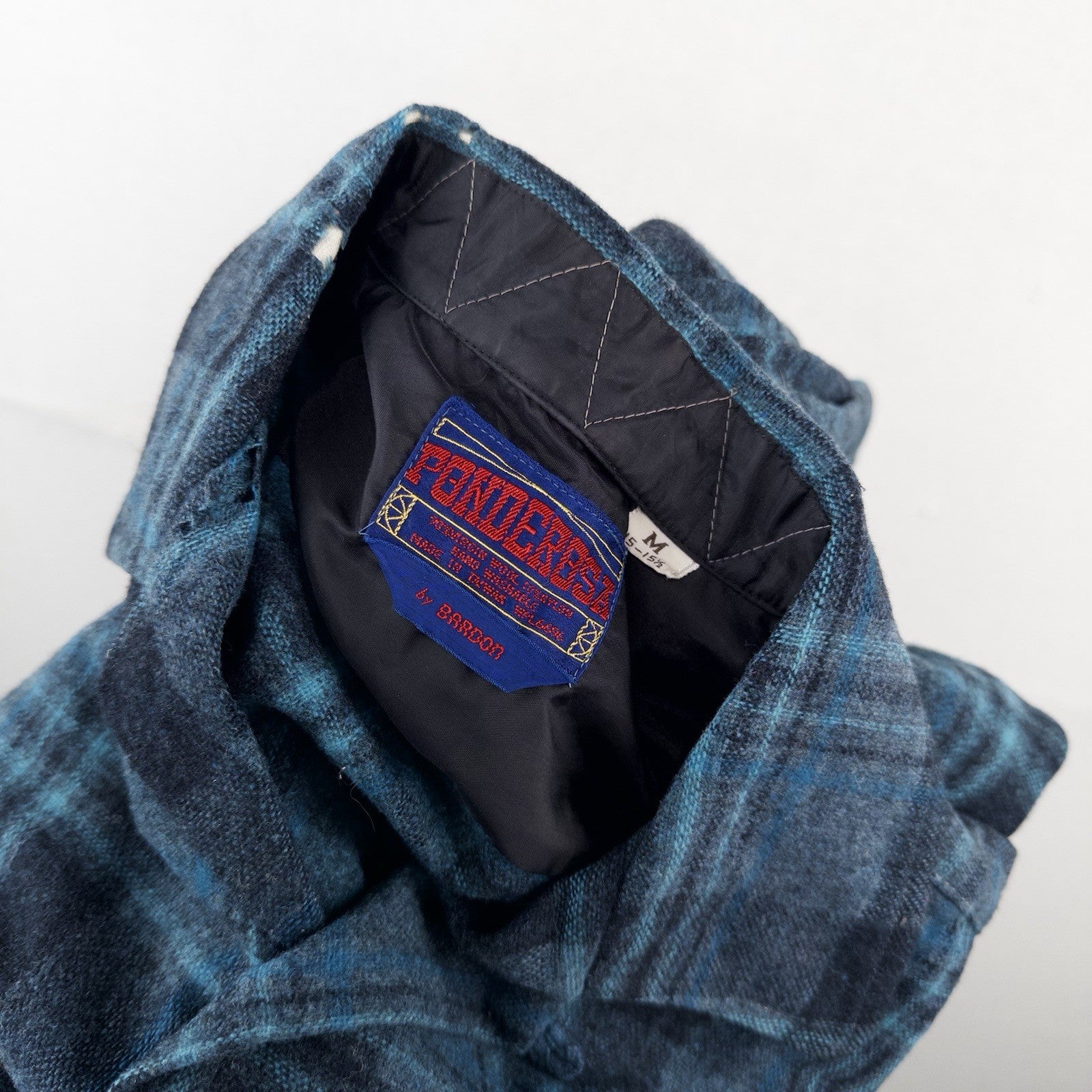 50’s Vtg Ponderosa Virgin Wool Blend Flap Pocket Blue Plaid Flannel Work Shirt