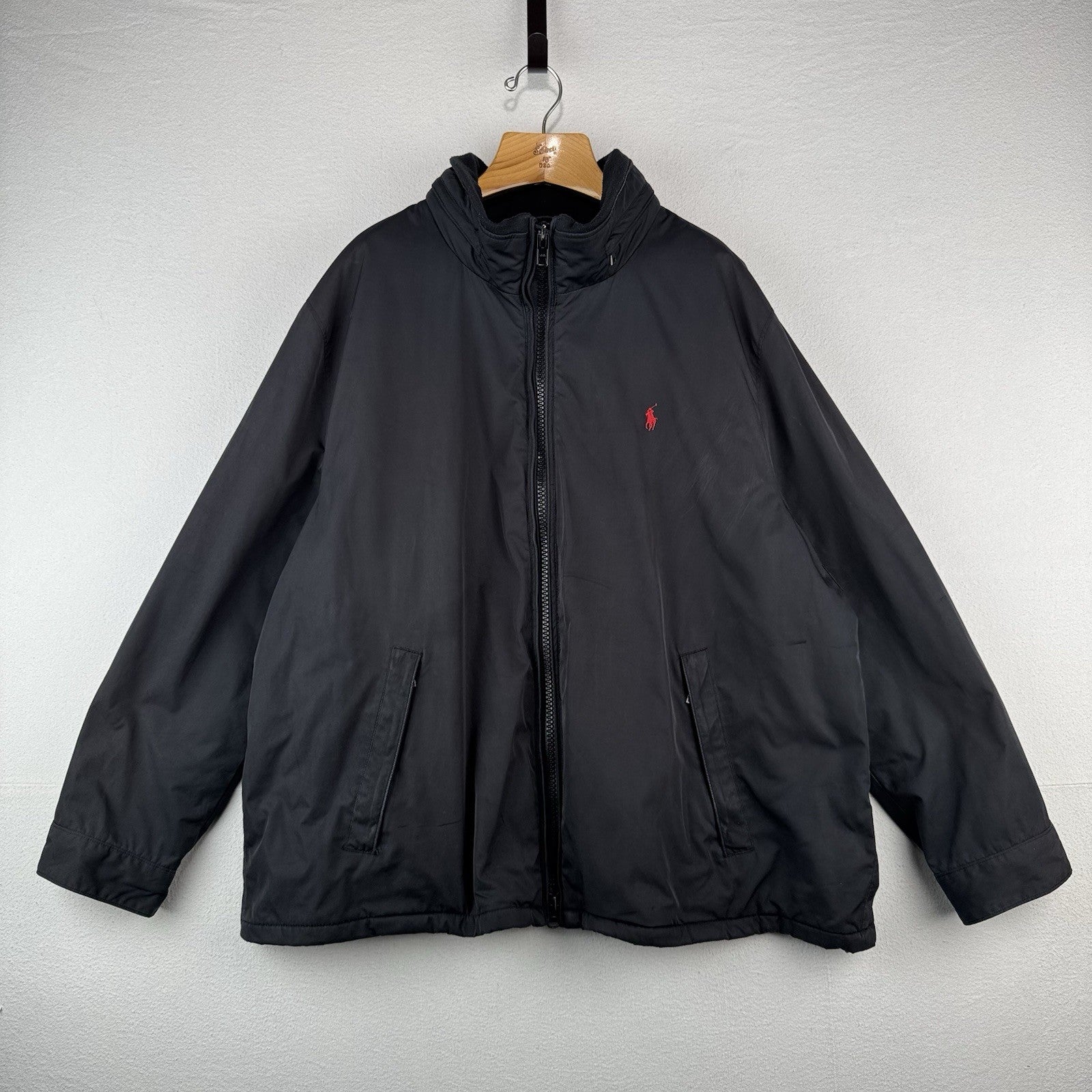 Vtg Polo Ralph Lauren Harrington Jacket Mens 3XB Black Stowaway Hood *Read