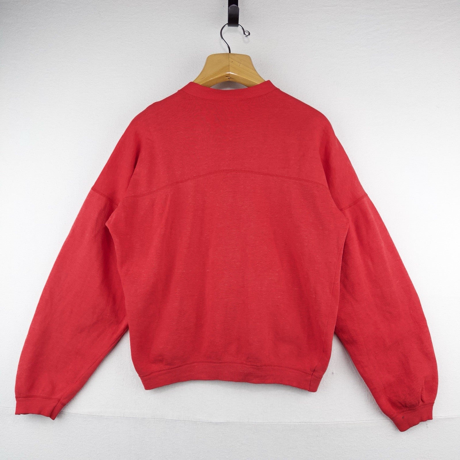 80’s Vtg Bassett Walker Henley Sweatshirt Men’s L 42-44 Faded Red *Distressed