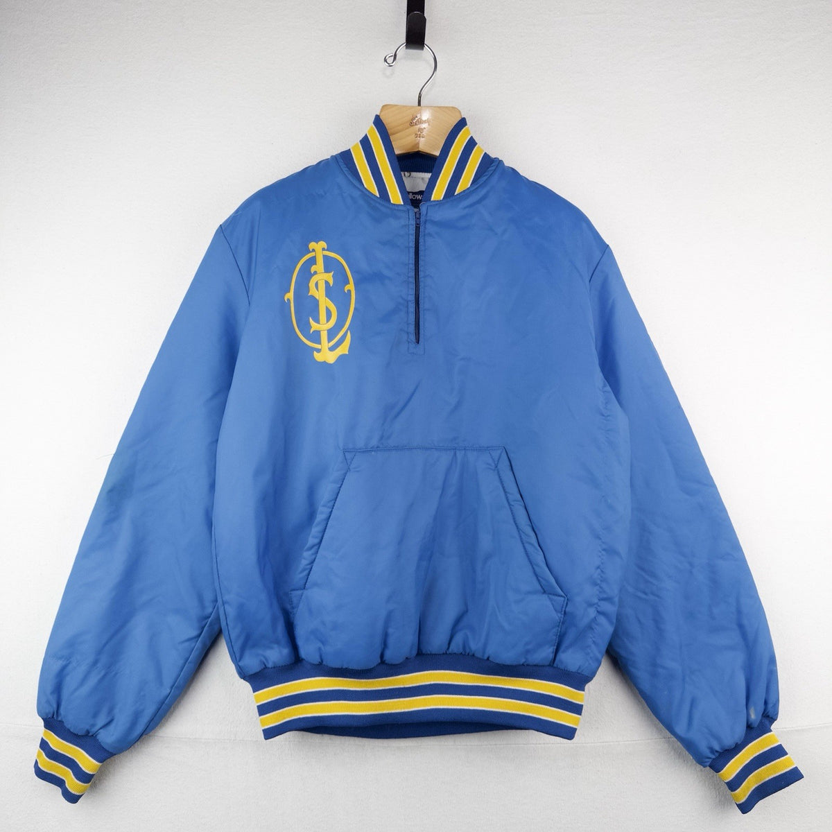 80’s Vtg Holloway Quarterzip Pullover Jacket Mens M Blue Our Lady Sorrows Saints