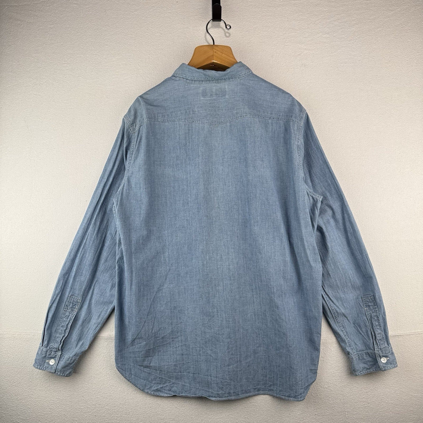 Vintage Ralph Lauren Men's XL Blue Chambray Button Down Shirt Western Workwear