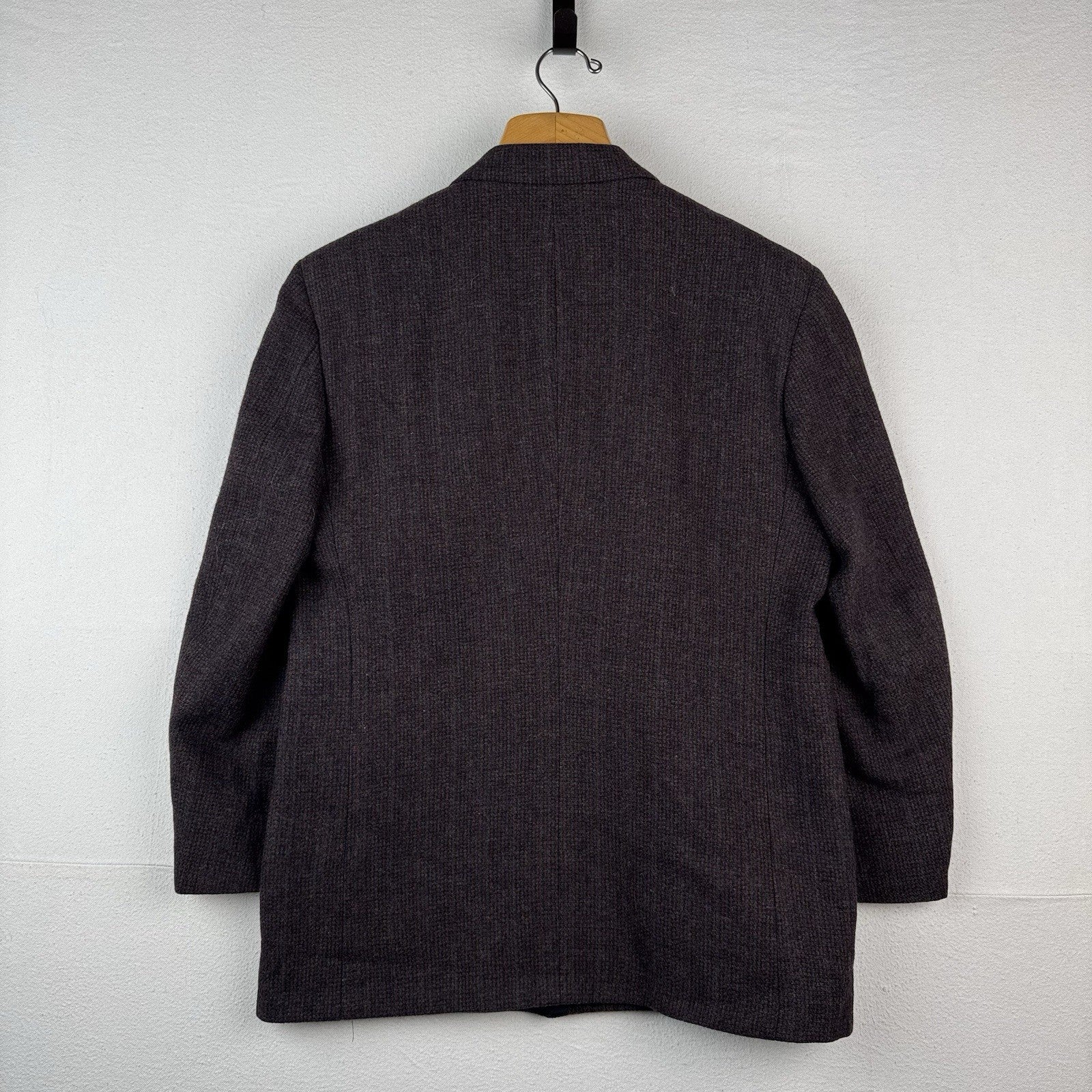 Vintage Kuppenheimer 42R Relaxed Brown Blue Tweed Double Breasted Wool USA