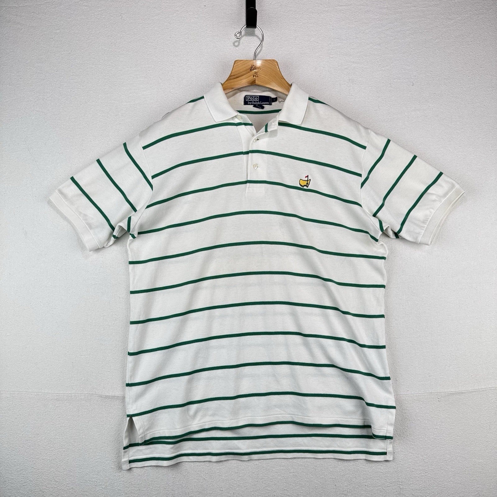 Vintage Polo Ralph Lauren Men’s Large Masters Golf Green White Stripe Shirt