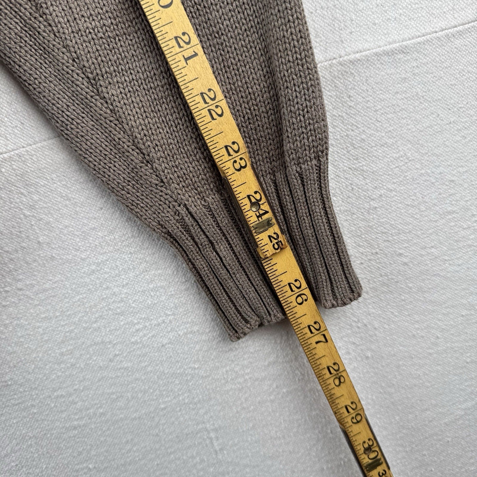 90’s Vtg Land's End Sweater Men L Tall Gray Tan Crew Chunky Knit Cotton Made USA