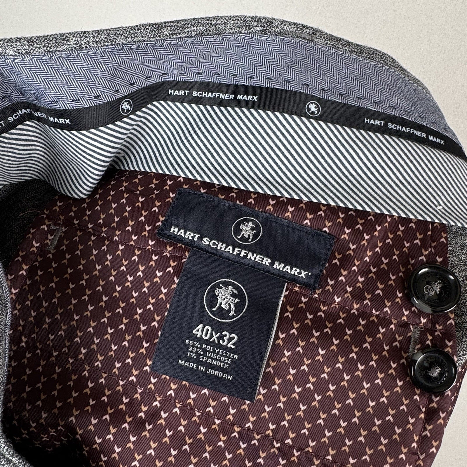 NWT Hart Schaffner Marx Mens 40x32 Gray Heathered Pleated Stretch Straight Pants