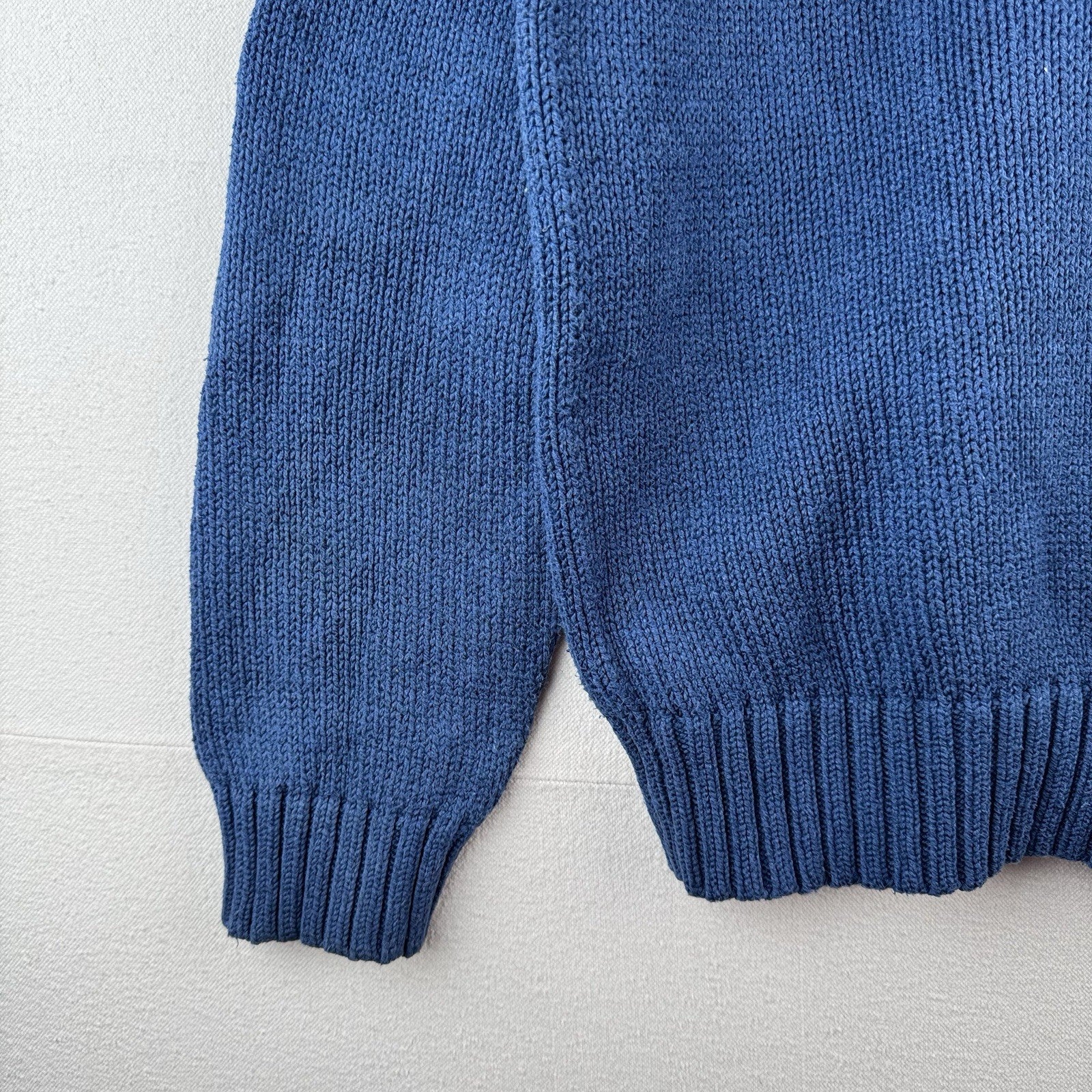 90’s Vintage Polo Ralph Lauren Sweater Men XL Blue Chunky Knit Crew Yellow Pony