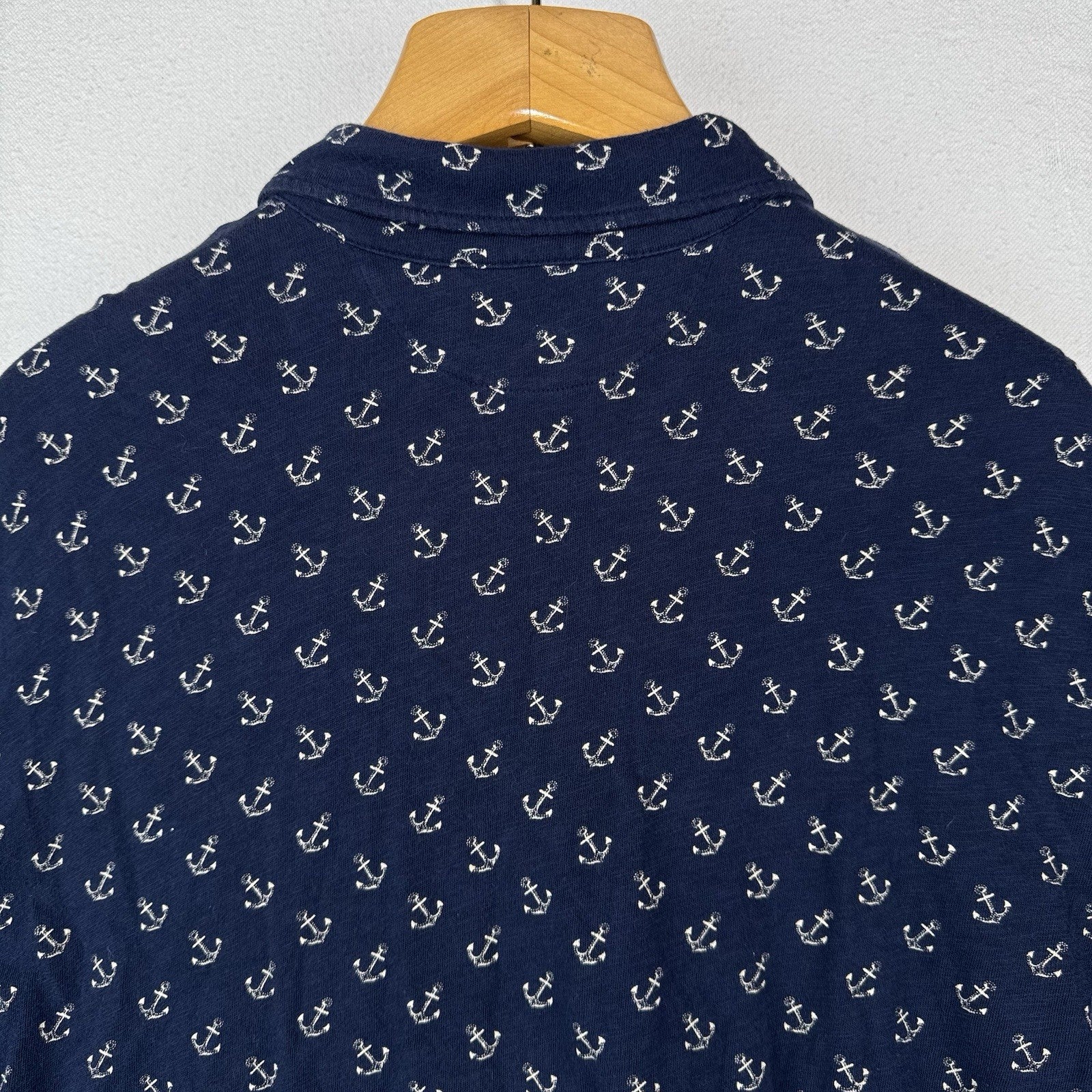 90’s Vtg Polo Ralph Lauren Men's 2XL Blue Anchor Nautical Short Sleeve Shirt