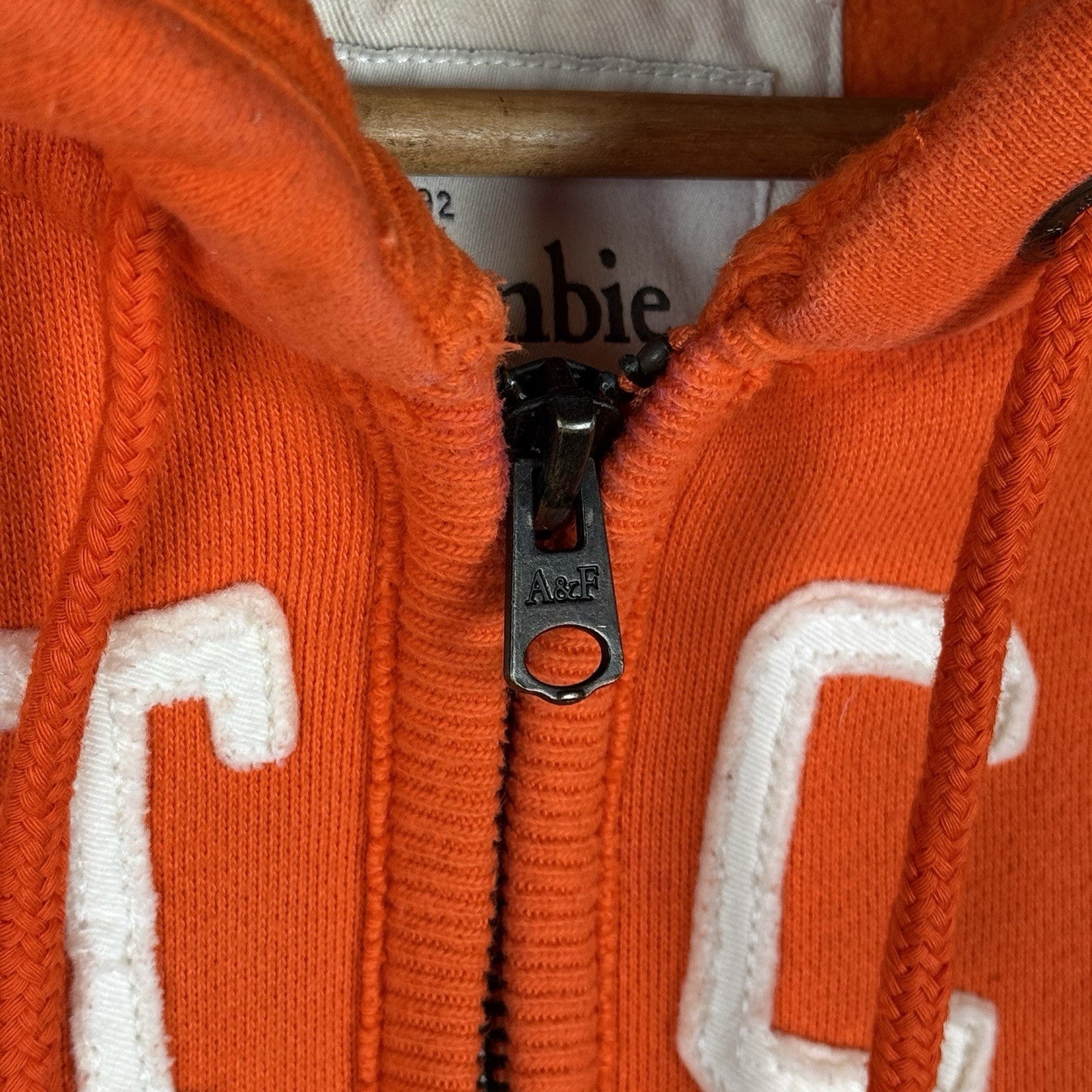 Vintage Abercrombie & Fitch NY Muscle High Cotton Zip Hoodie Orange Large