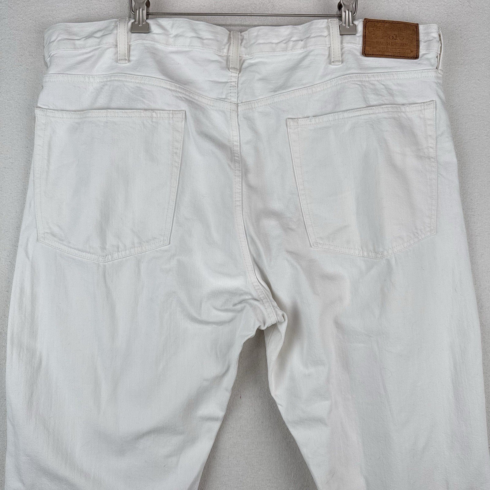 Polo Ralph Lauren Hampton Relaxed Straight 44Tx36 Tall White Denim Jeans