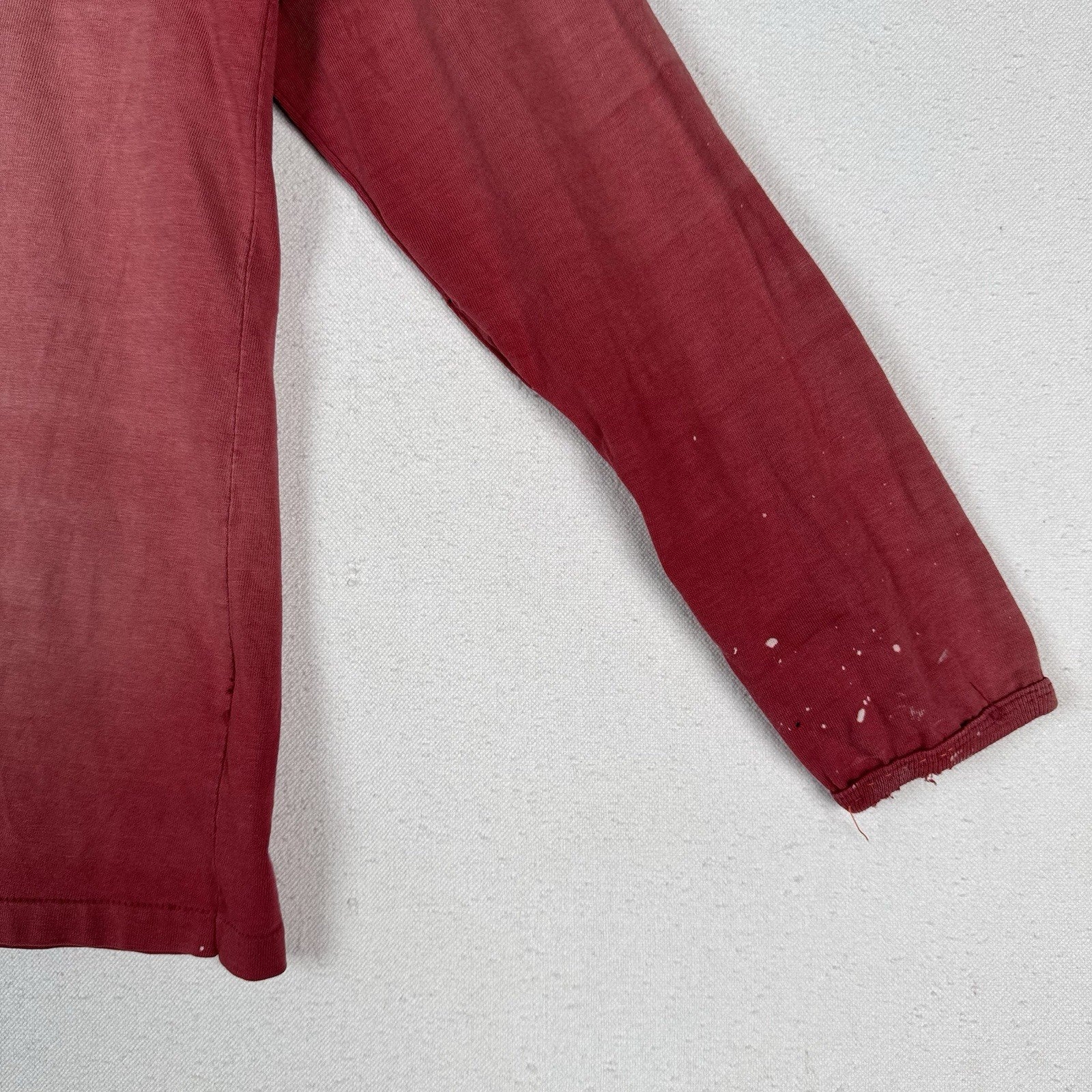 True Vintage 50s Kids Small Faded Distressed Red Henley Shirt Made In USA
