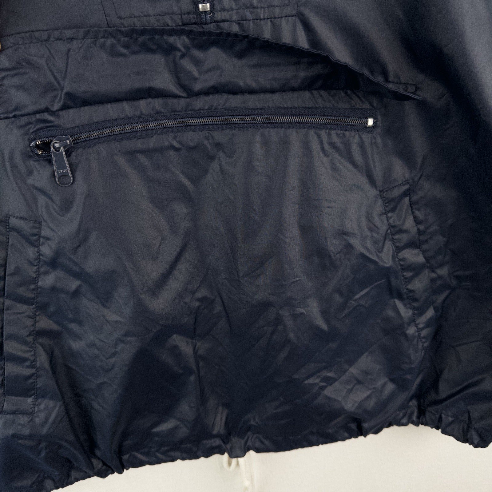 80’s Vtg Lacoste Izod Men’s XL Packable Rain Jacket FannyPack Navy Blue Hooded