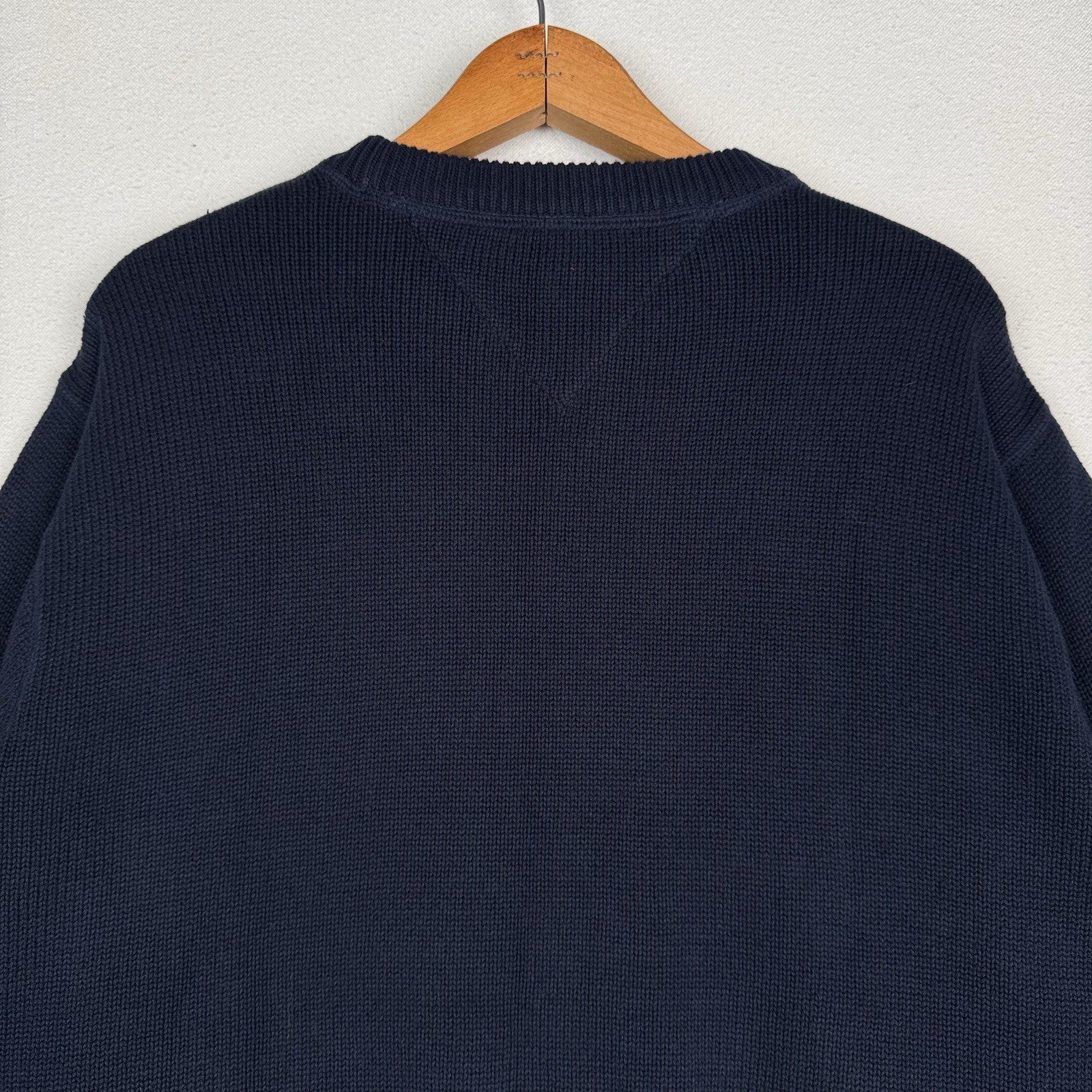 Vintage Tommy Hilfiger Men's Knit Cotton Navy Blue Crewneck Sweater XL