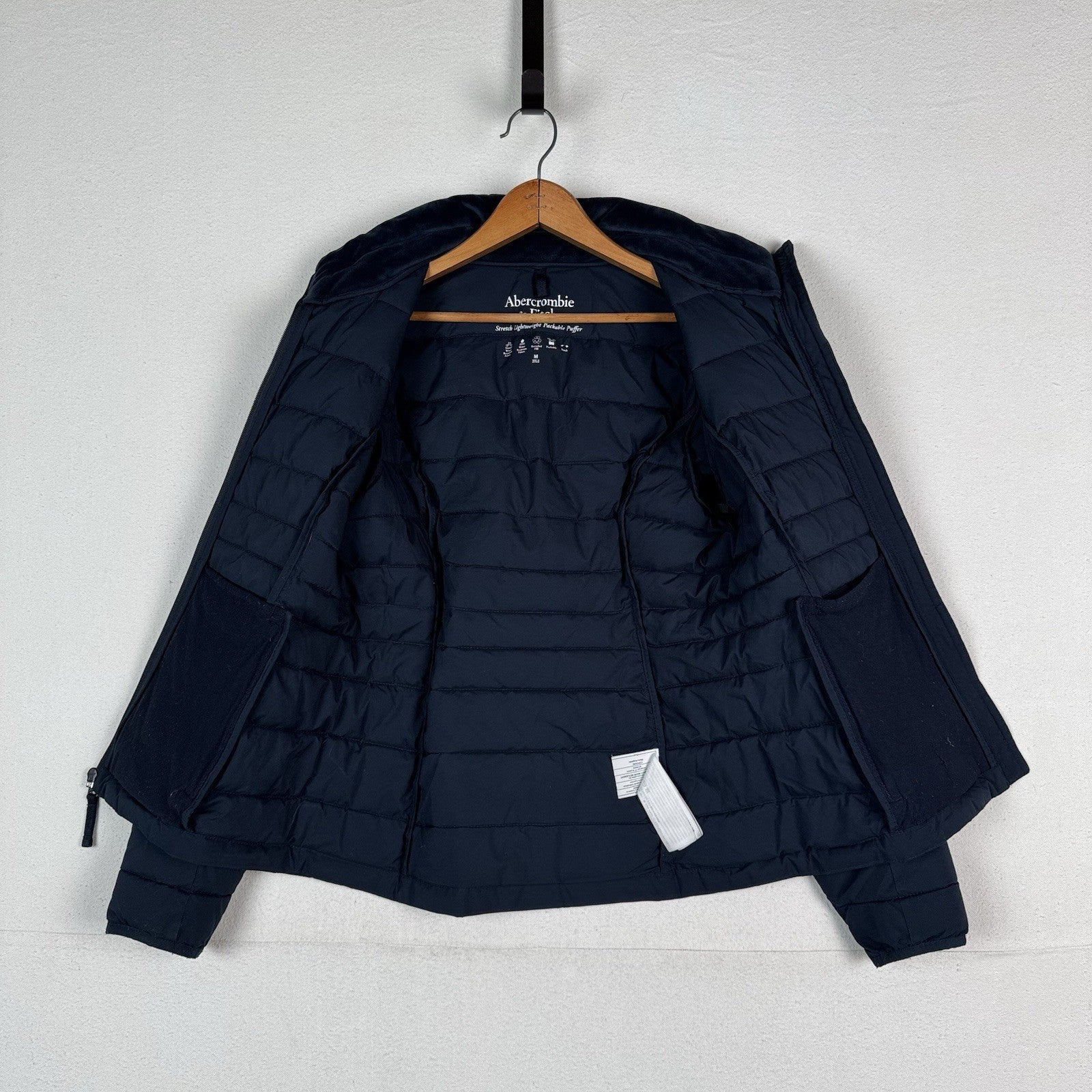 Abercrombie & Fitch Packable Puffer Jacket Women’s Medium Blue Removable Hood