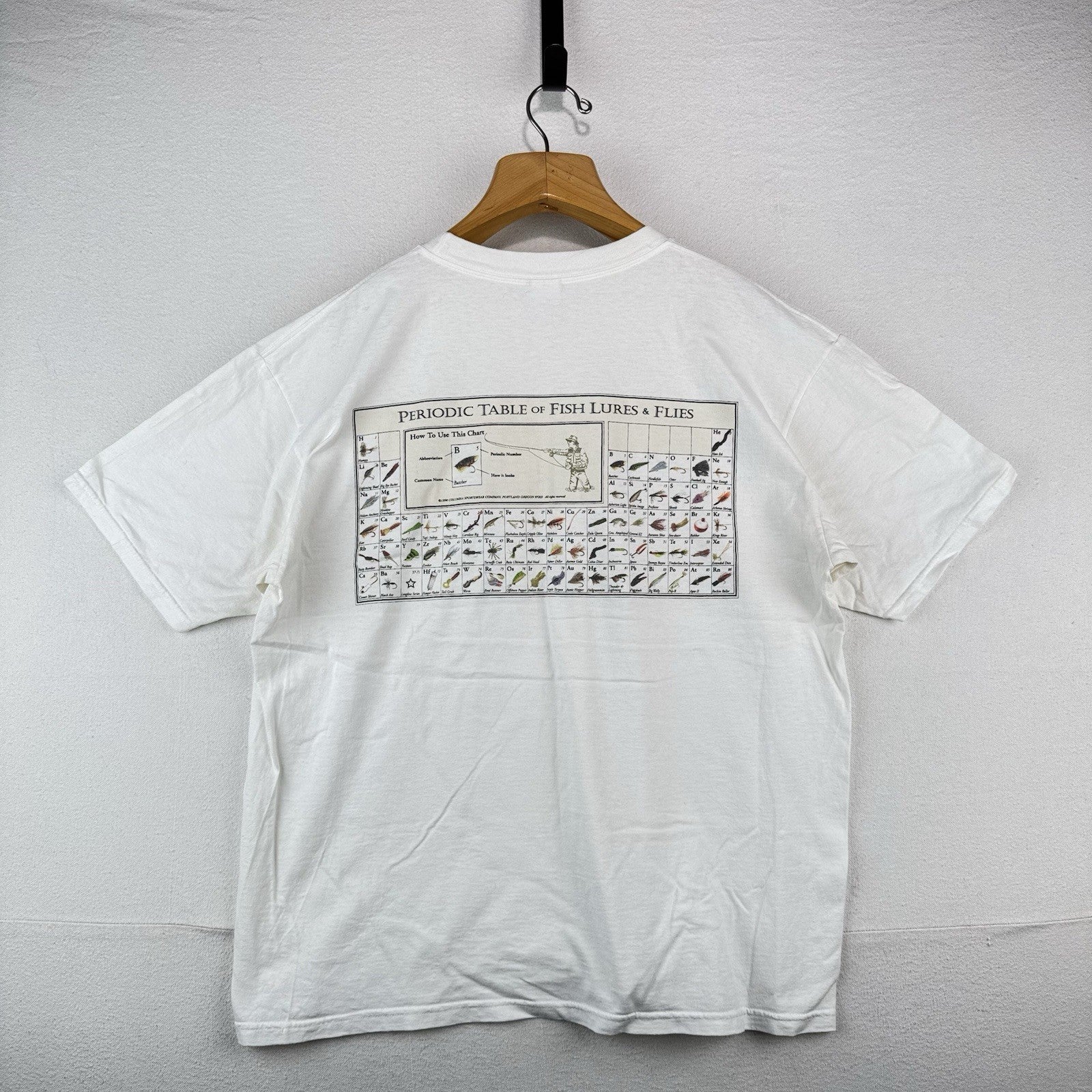 Vintage Columbia Fishing Lures & Flies Periodic Table Men’s XL