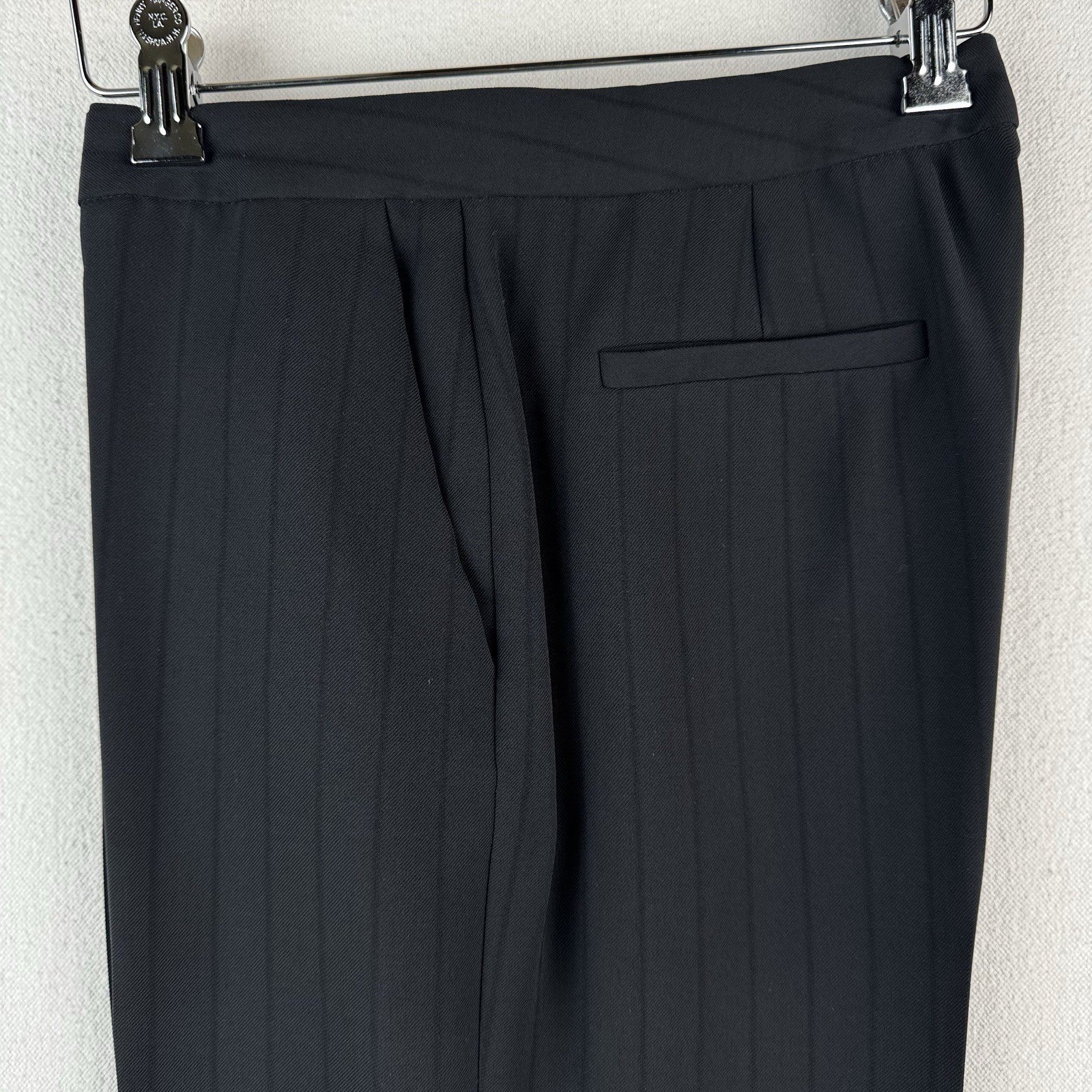 Anne Klein Women's 6 Pant Suit Two Piece Set Black Tonal Pinstripe Leg=9.5"