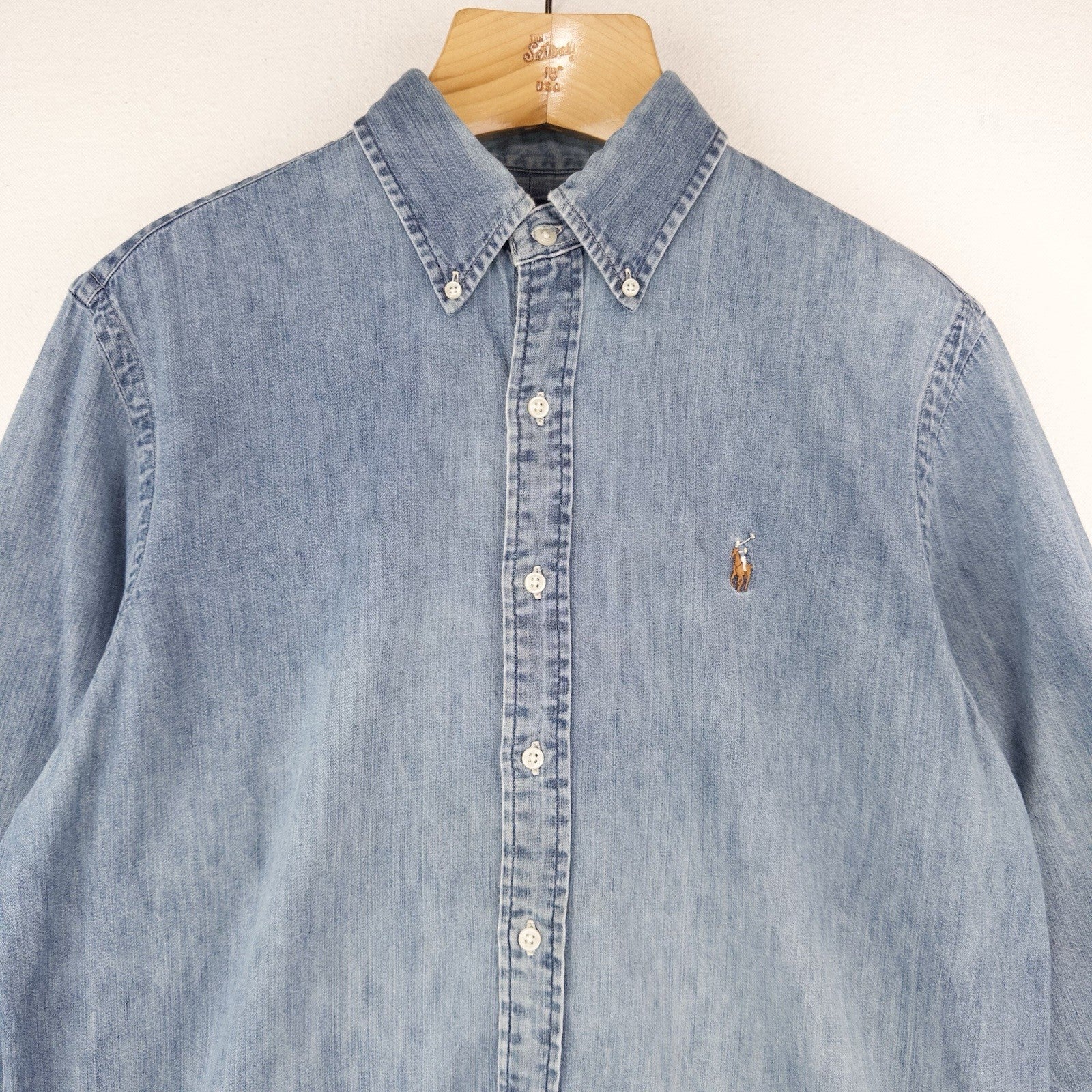 Ralph Lauren Men’s Large Lightweight Blue Denim Shirt Long Sleeve