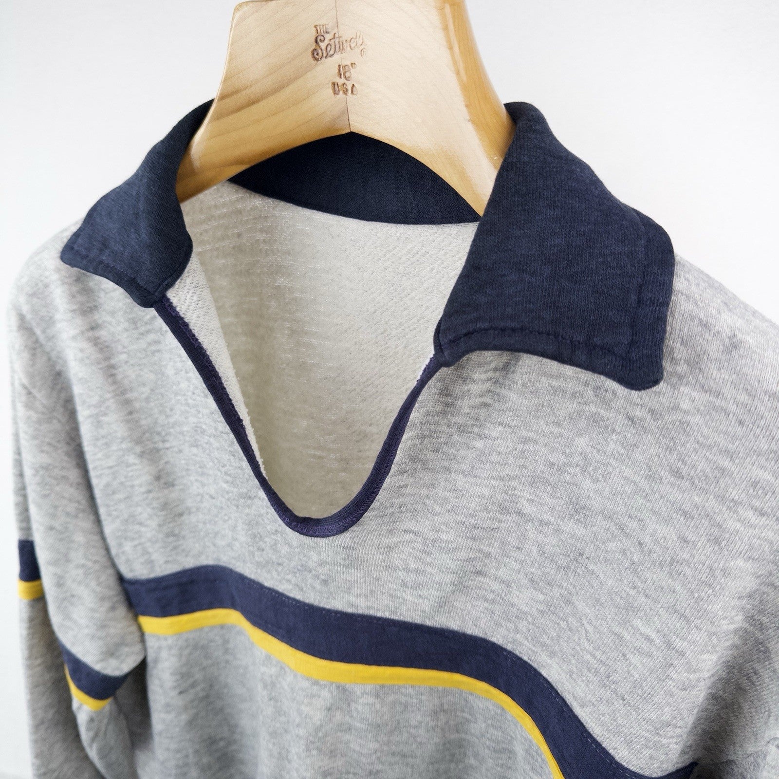 70’s Vtg Champion Skipper Collar Pullover Thin Sweatshirt M (42) Gray *No Tag