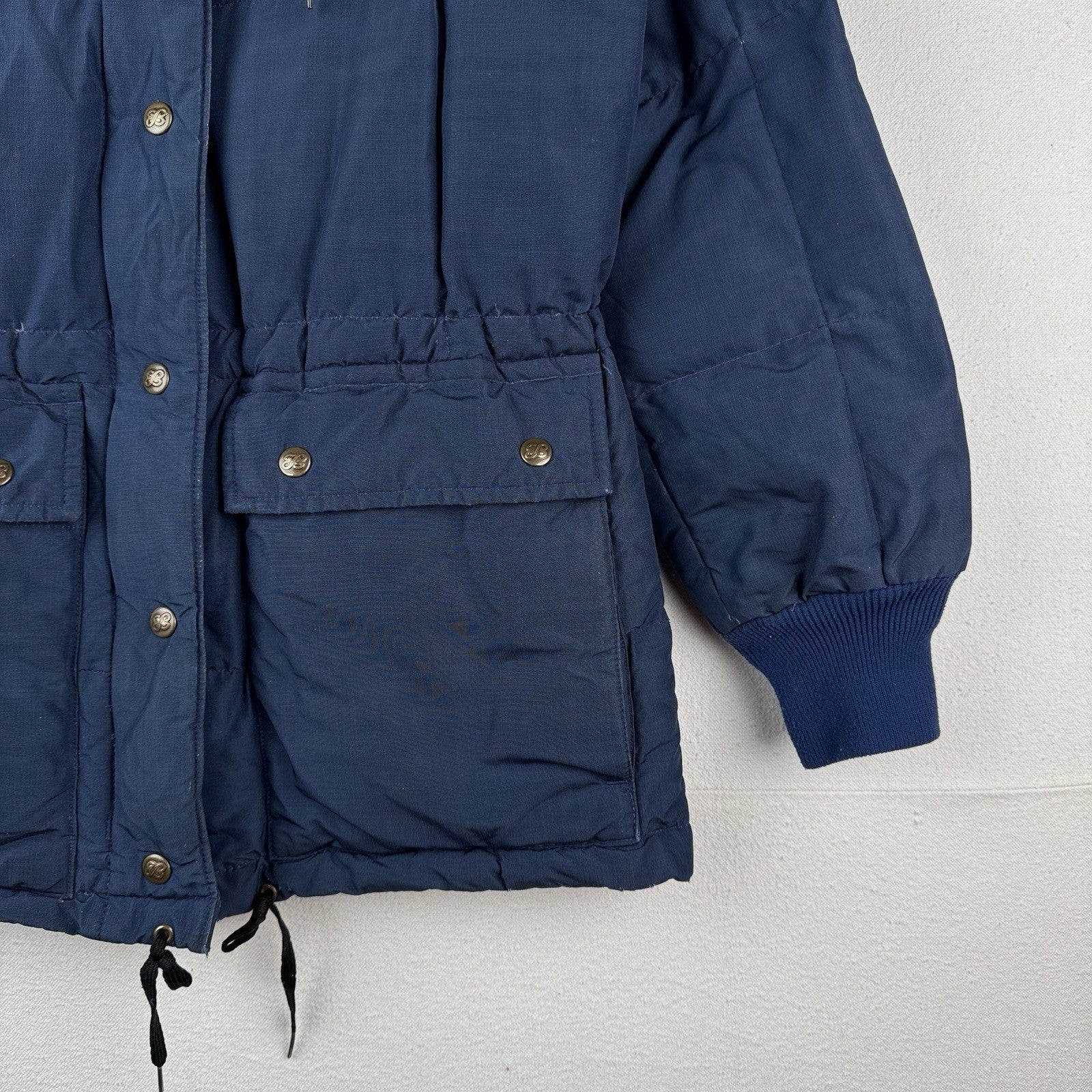 70's Vintage Eddie Bauer Goose Down Parka Men's  Small Hooded Jacket Blue *Read