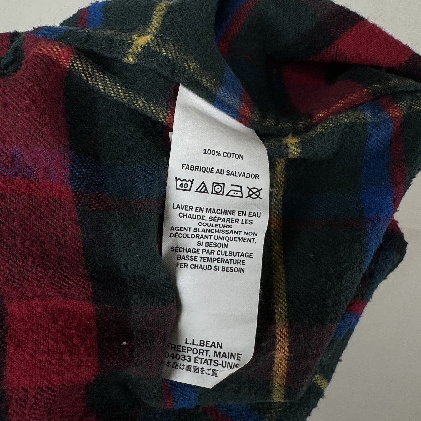 L.L. Bean Men's Scotch Plaid Flannel Shirt M Slightly Fitted Green Blue Red