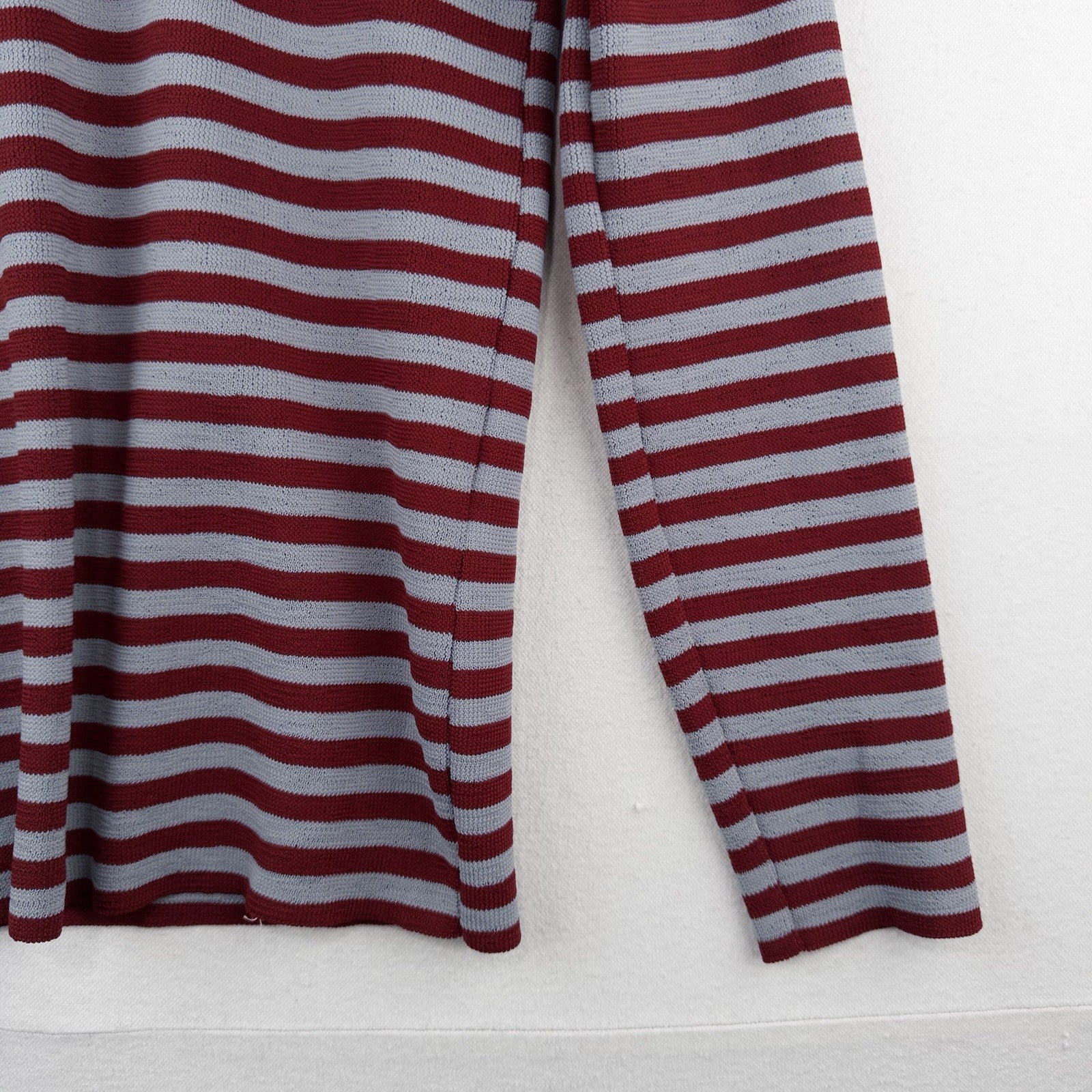 60's Vtg Mac Taggart 3 Button Polo Shirt  Gray Red Stripes Long Sleeve Men’s M