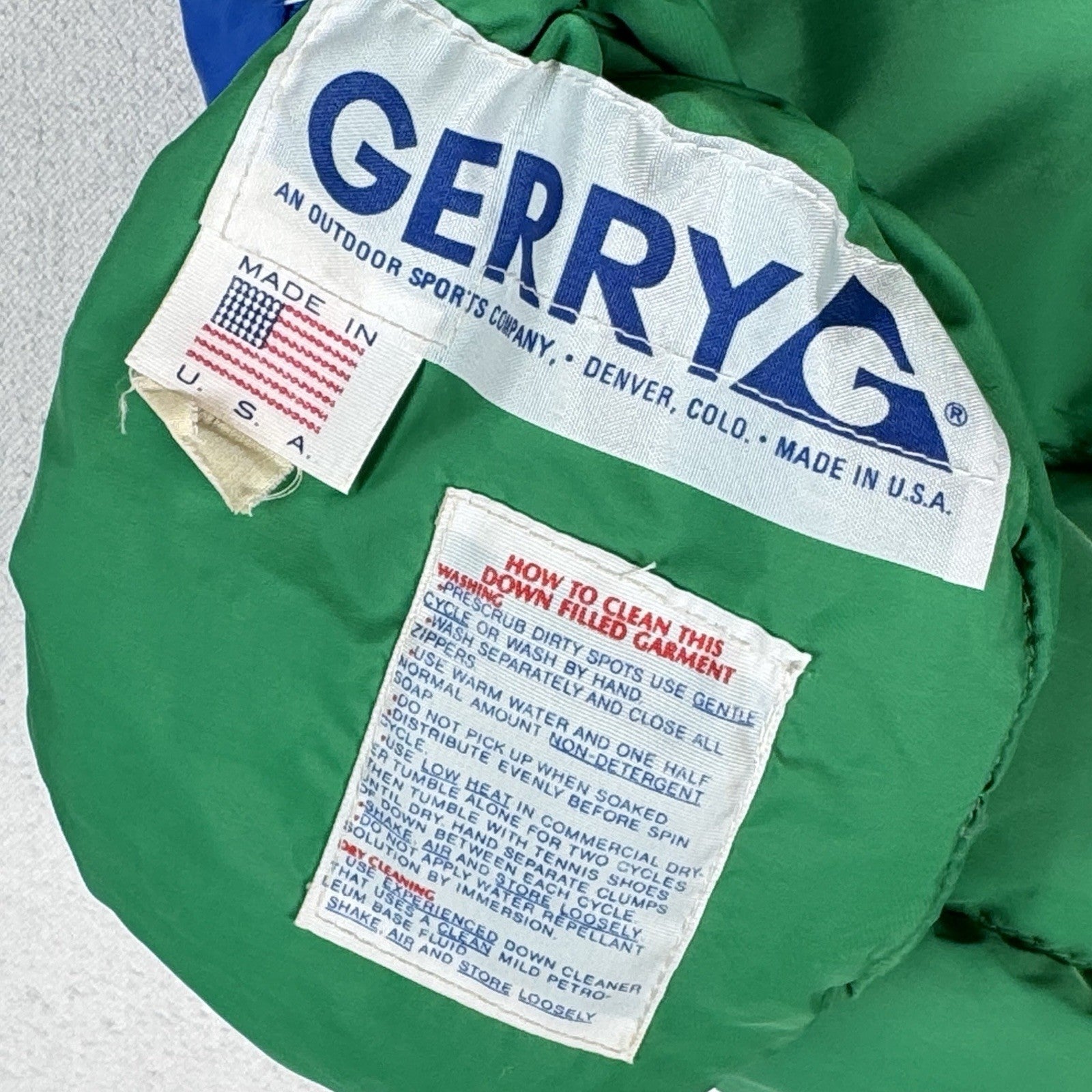 Vintage 70’s Gerry Goose Down Vest Reversible Blue Green Made USA XS (Youth L)