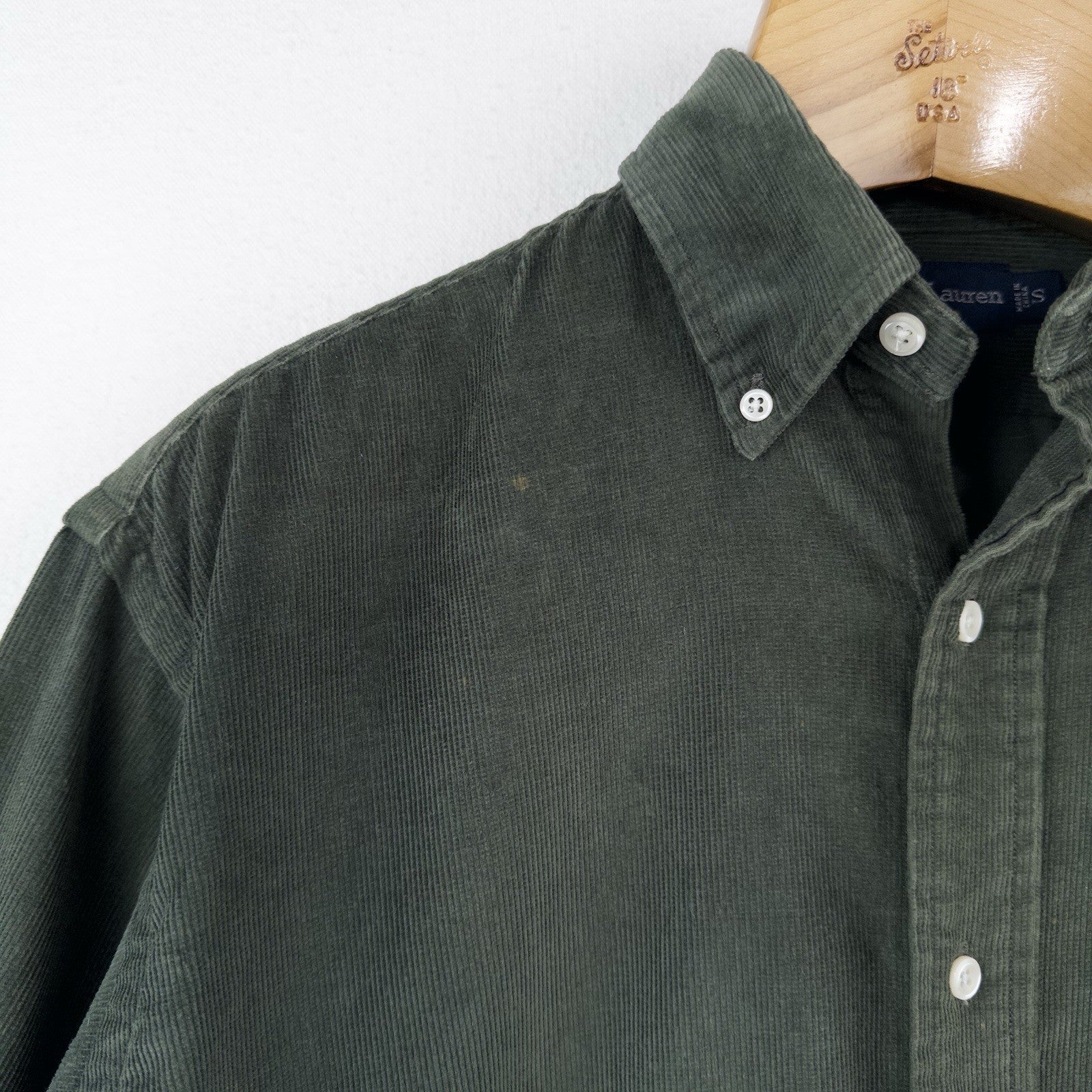 90’s Vtg Polo Ralph Lauren Men’s S Green Blair Corduroy Button Down Shirt