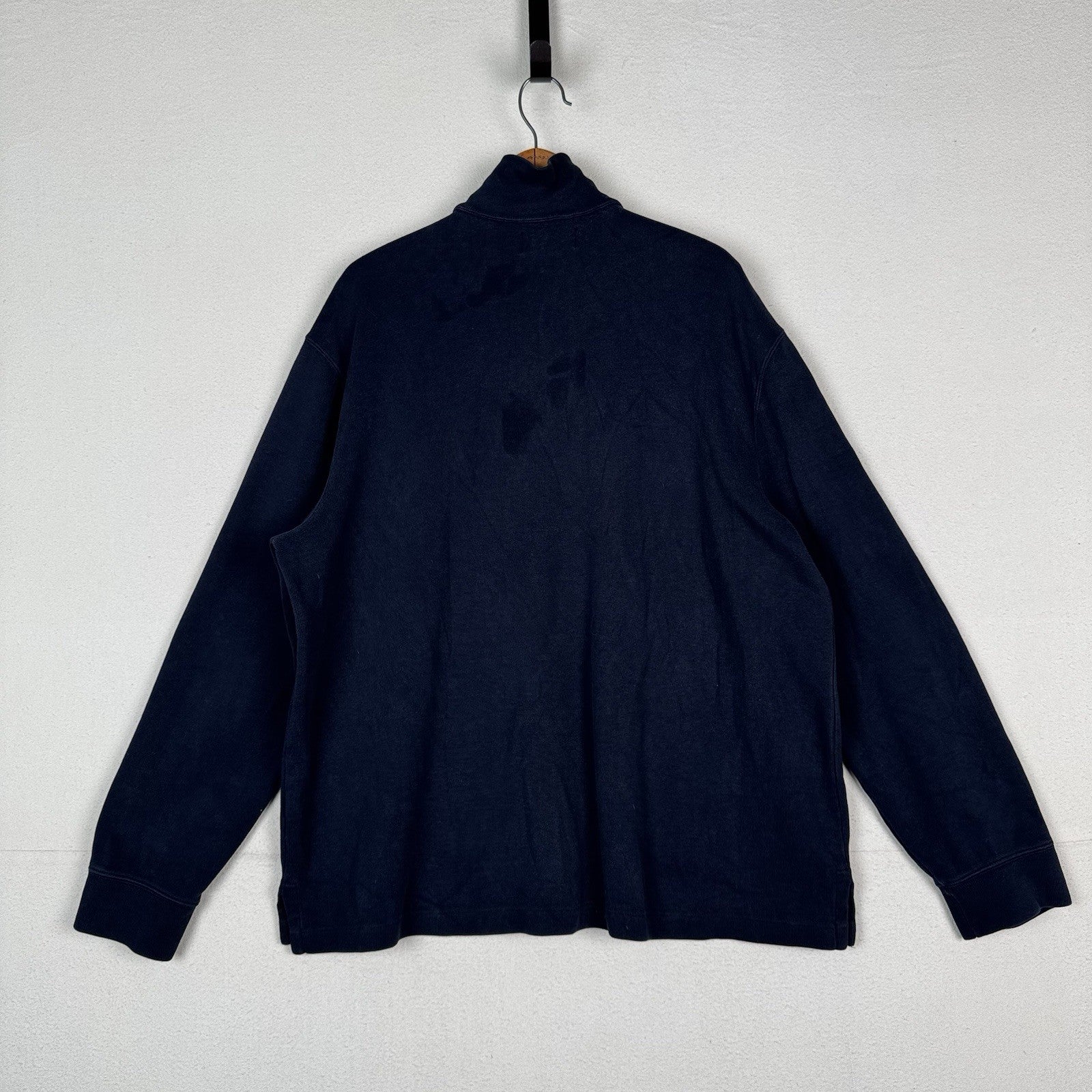 Vtg Polo Ralph Lauren Men's 1/4 Zip Pullover Sweater Navy Blue XL Made USA *Read