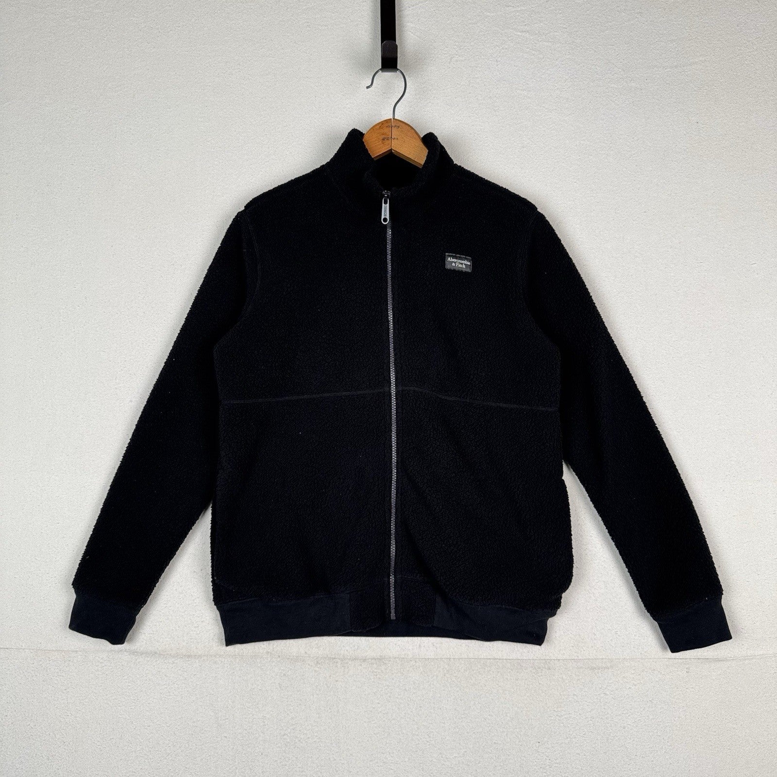 Abercrombie & Fitch Sweatshirt Teddy Youth Size 15/16 Fleece Jacket Black Zip