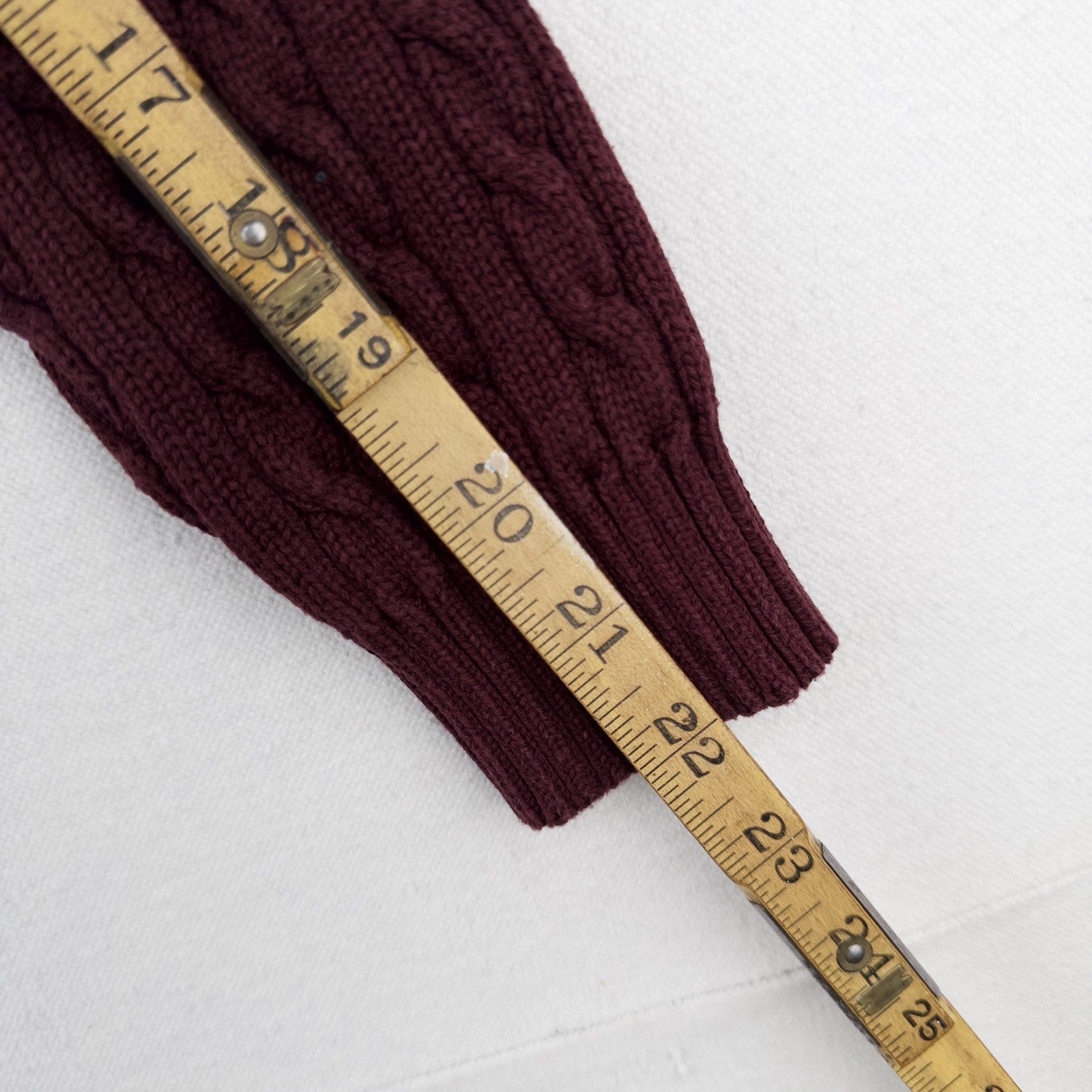 Ralph Lauren LRL Womens Small Maroon 100% Cotton Sweater 3D Cable Knit Crewneck