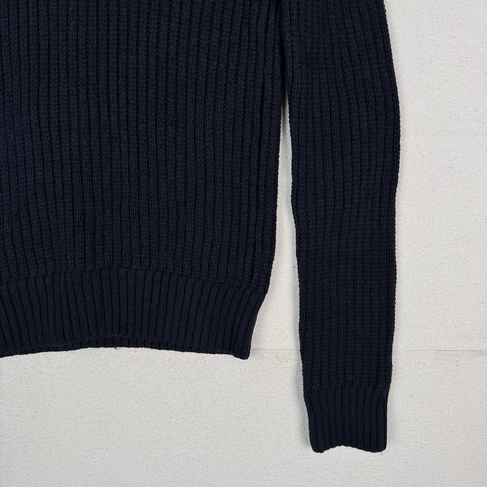 Abercrombie & Fitch Mens L Navy Shawl Collar Wool Blend Knit Sweater Pullover