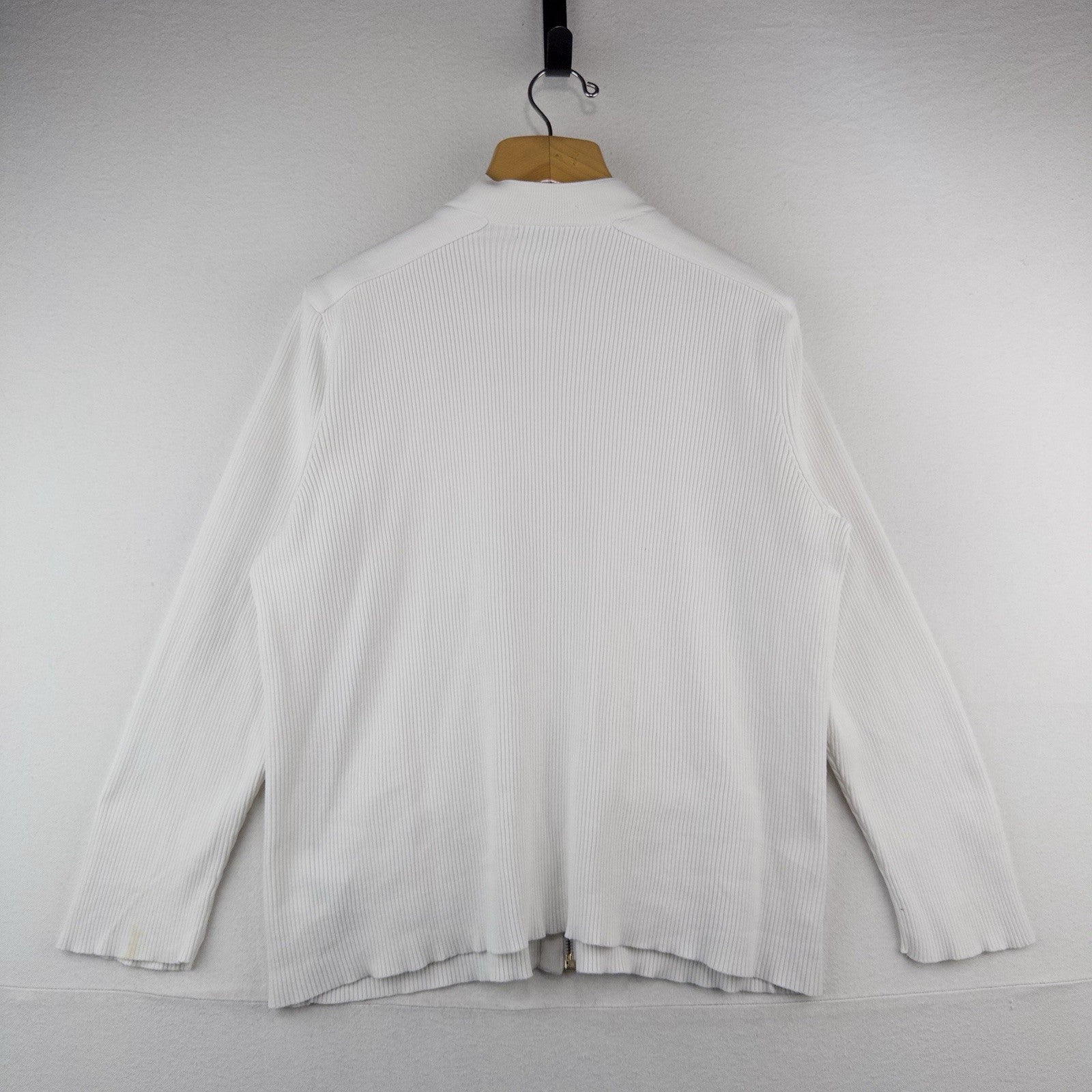 Lauren Ralph Lauren Zip Up Jacket Women’s 3X Ivory Ribbed Gold Hardware