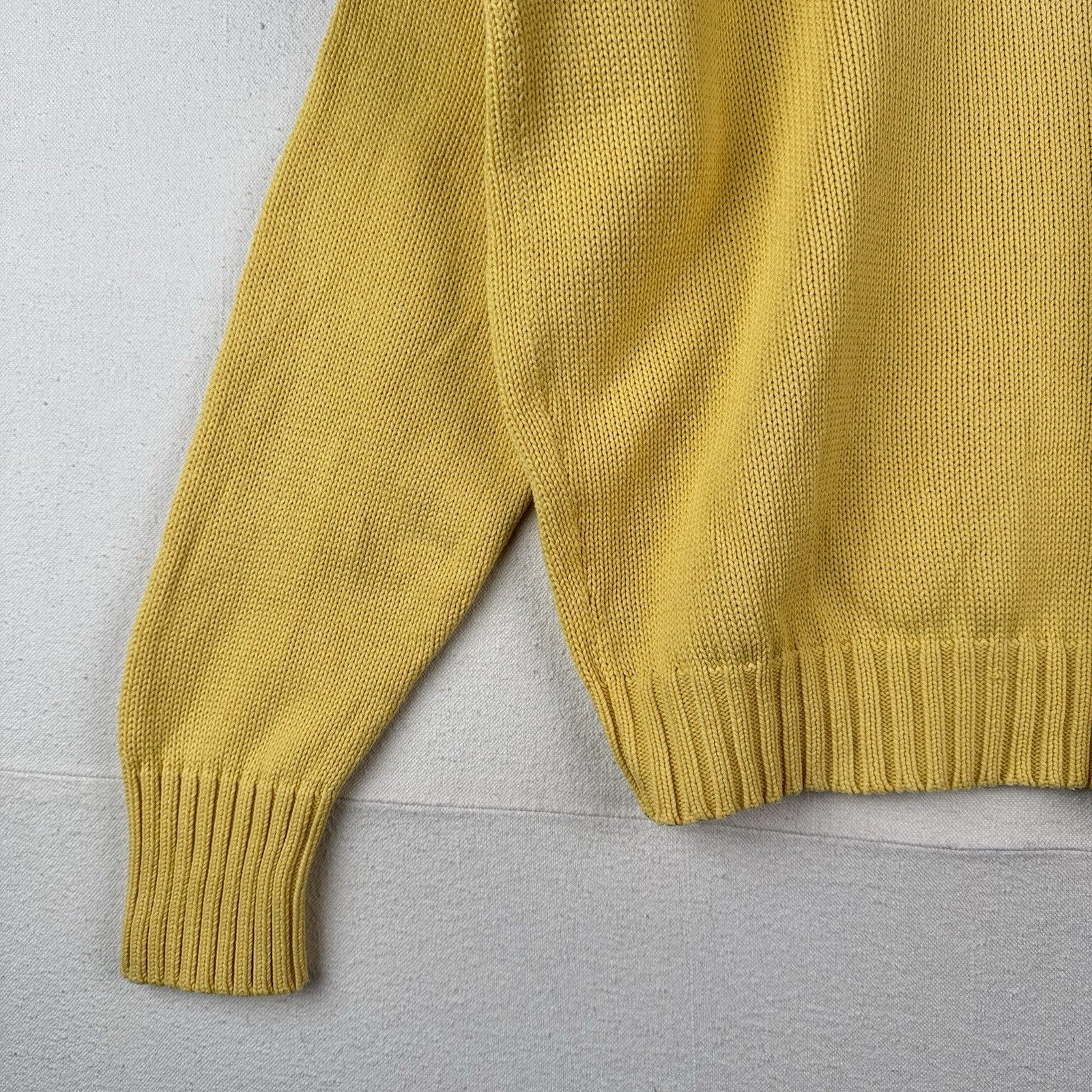 90’s Vtg Polo Ralph Lauren Sweater Men’s Large Pale Yellow Knit Cotton *Read