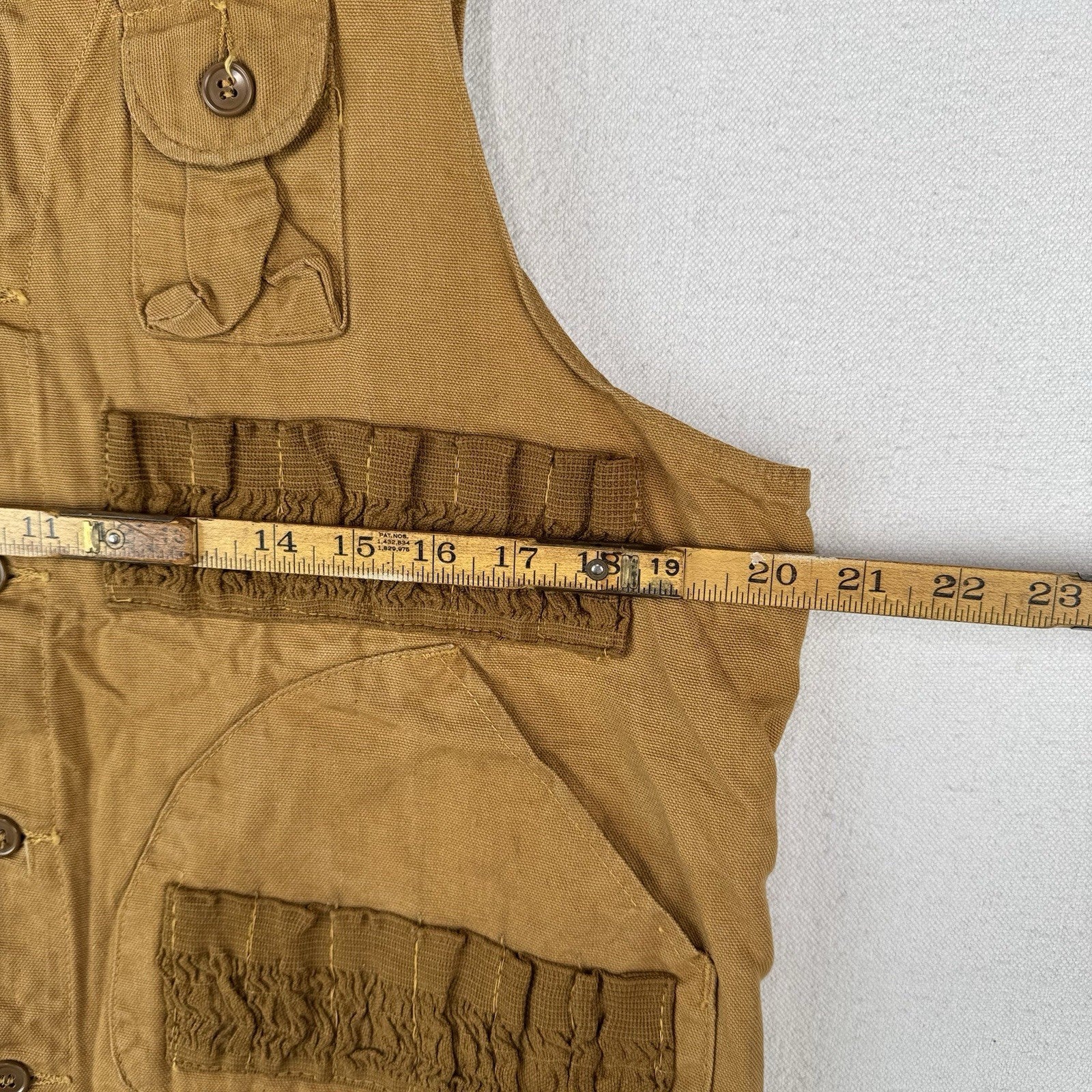 60’s Vtg Drybak Hunting Vest Brown Duck Canvas Shell Loops Game Bag Men’s M 40”