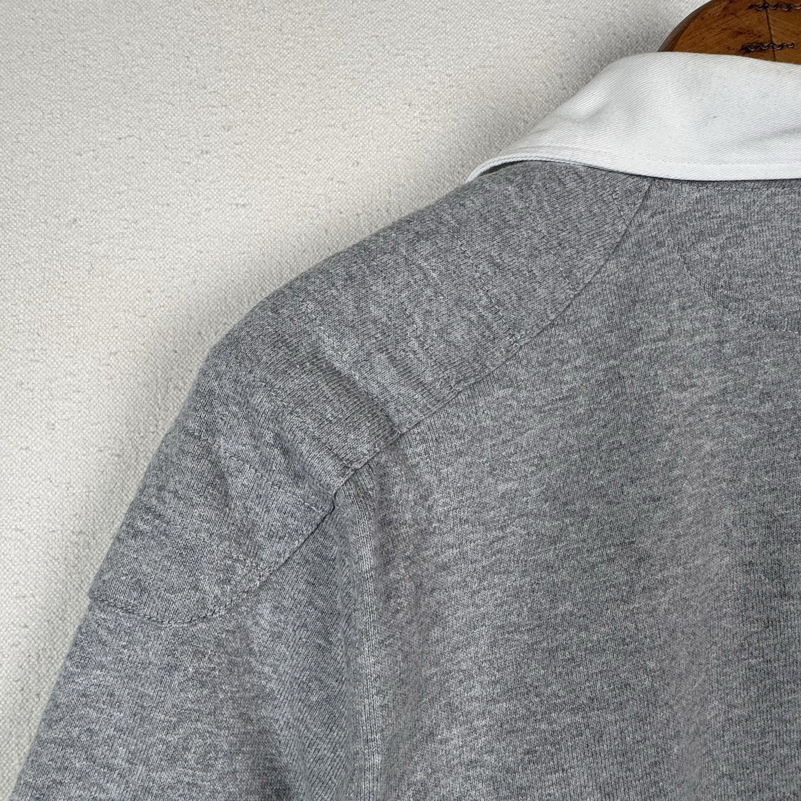 Polo Ralph Lauren Rugby Shirt Men’s Medium Gray LS Elbow Patch Cropped 17”