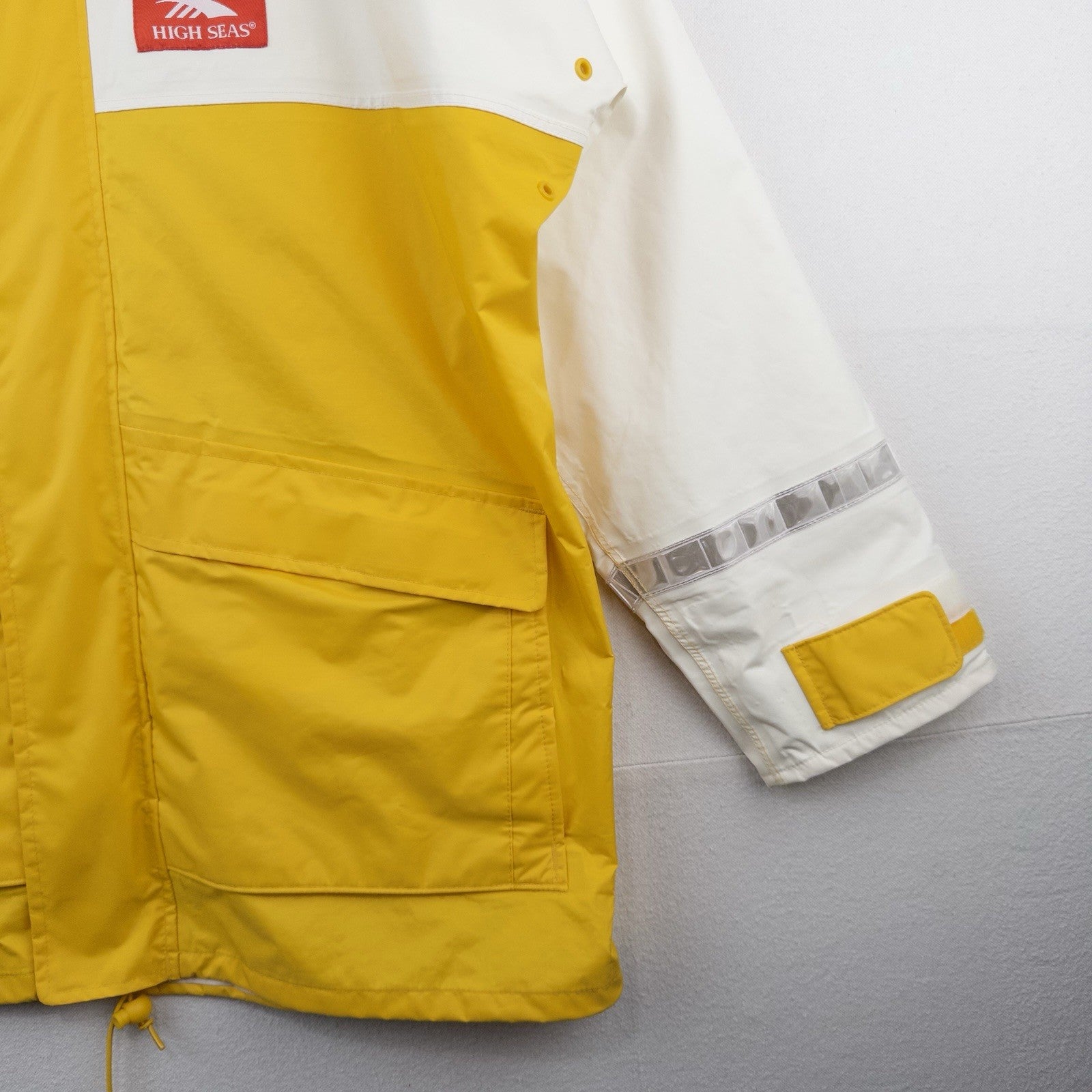 80’s Vtg High Seas Foul Weather Sailing Jacket Hooded Yellow White Men’s M