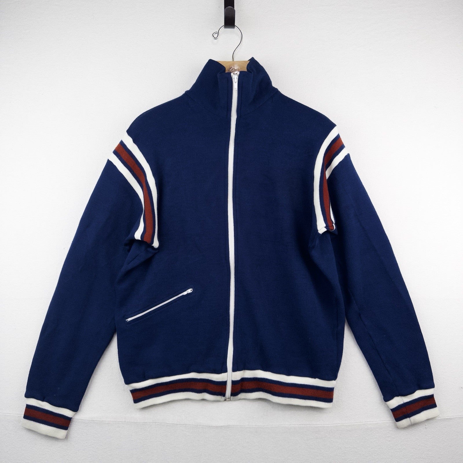 70’s Vtg Winning Ways Zip Up Track Jacket Blue Red Acrylic Men’s L