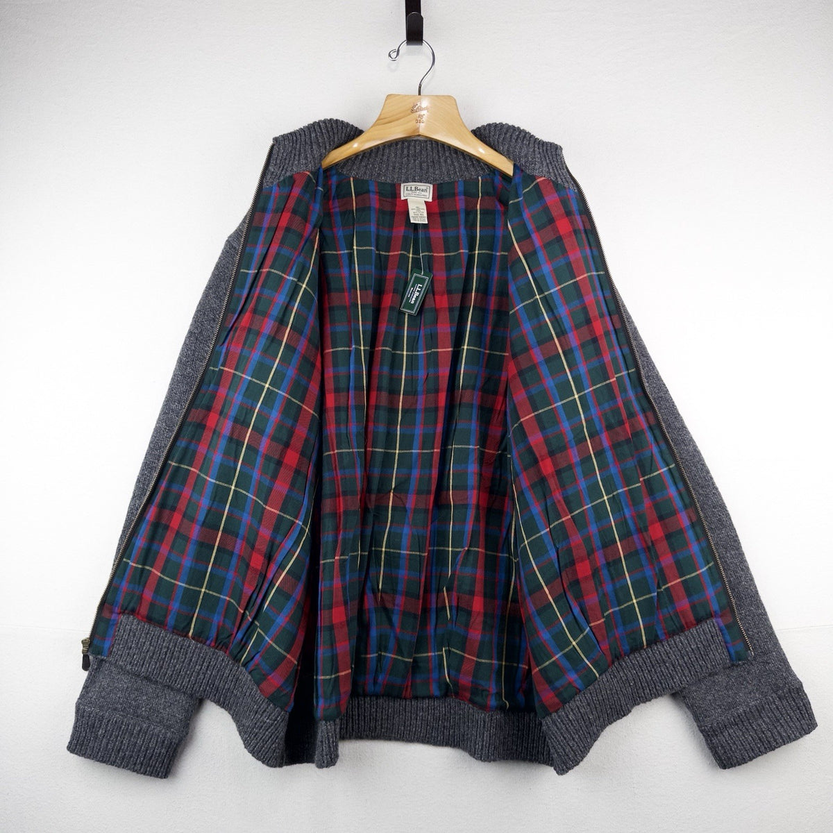 New L.L.Bean Classic Ragg Lambswool Cardigan Full-Zip Flannel Lined Men 3XL Gray