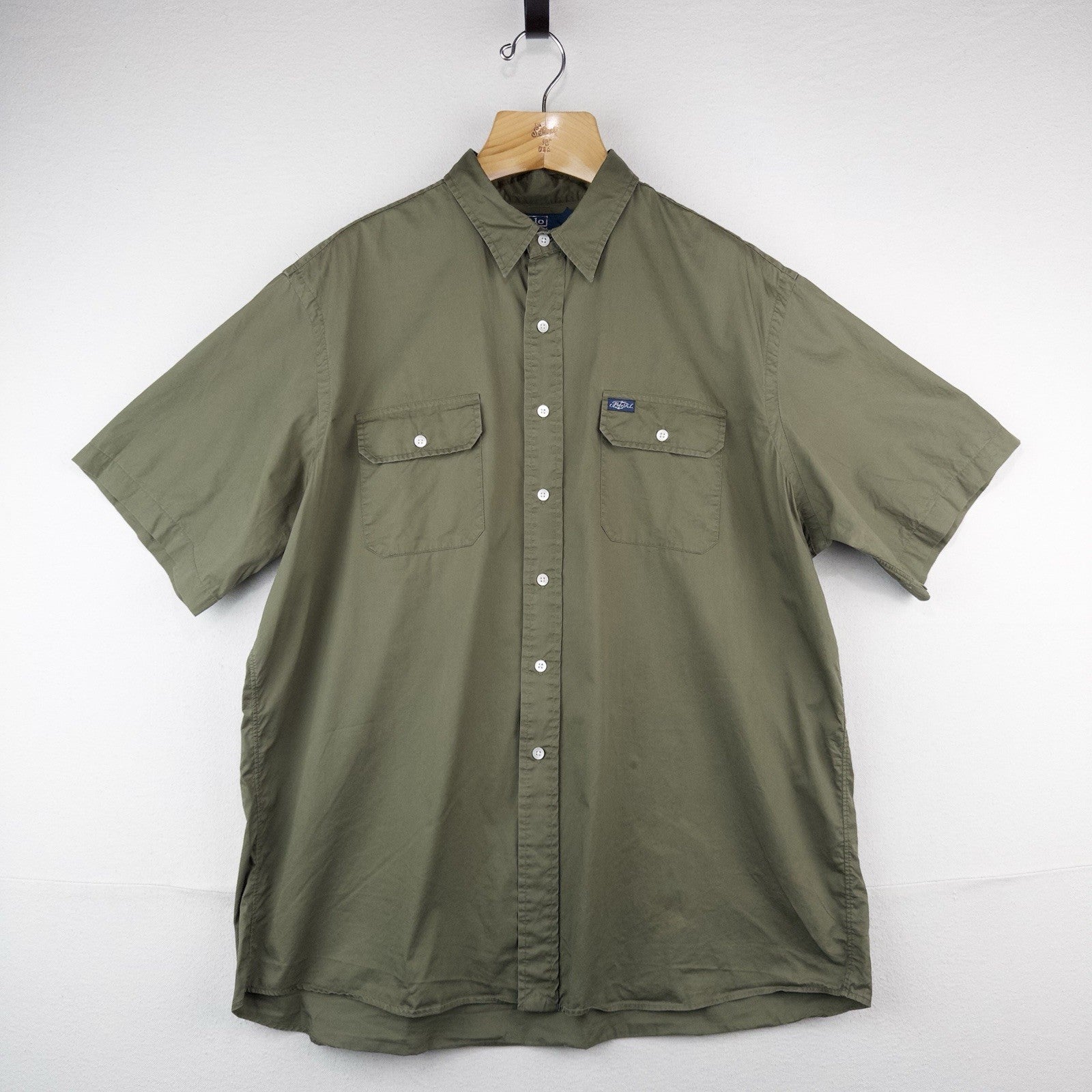 90’s Vtg Polo Ralph Lauren Lightweight SS Button Up Shirt Mens 2XL Green Utility