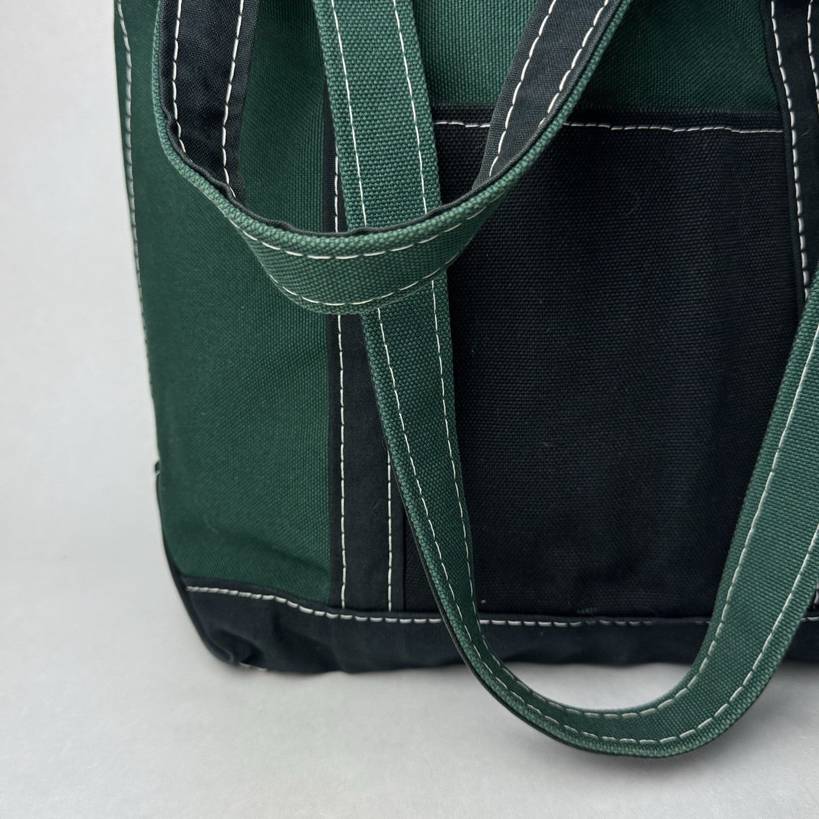 L.L. Bean Two-Tone Boat & Tote Bag Green And Navy Blue Made in Usa Size Large