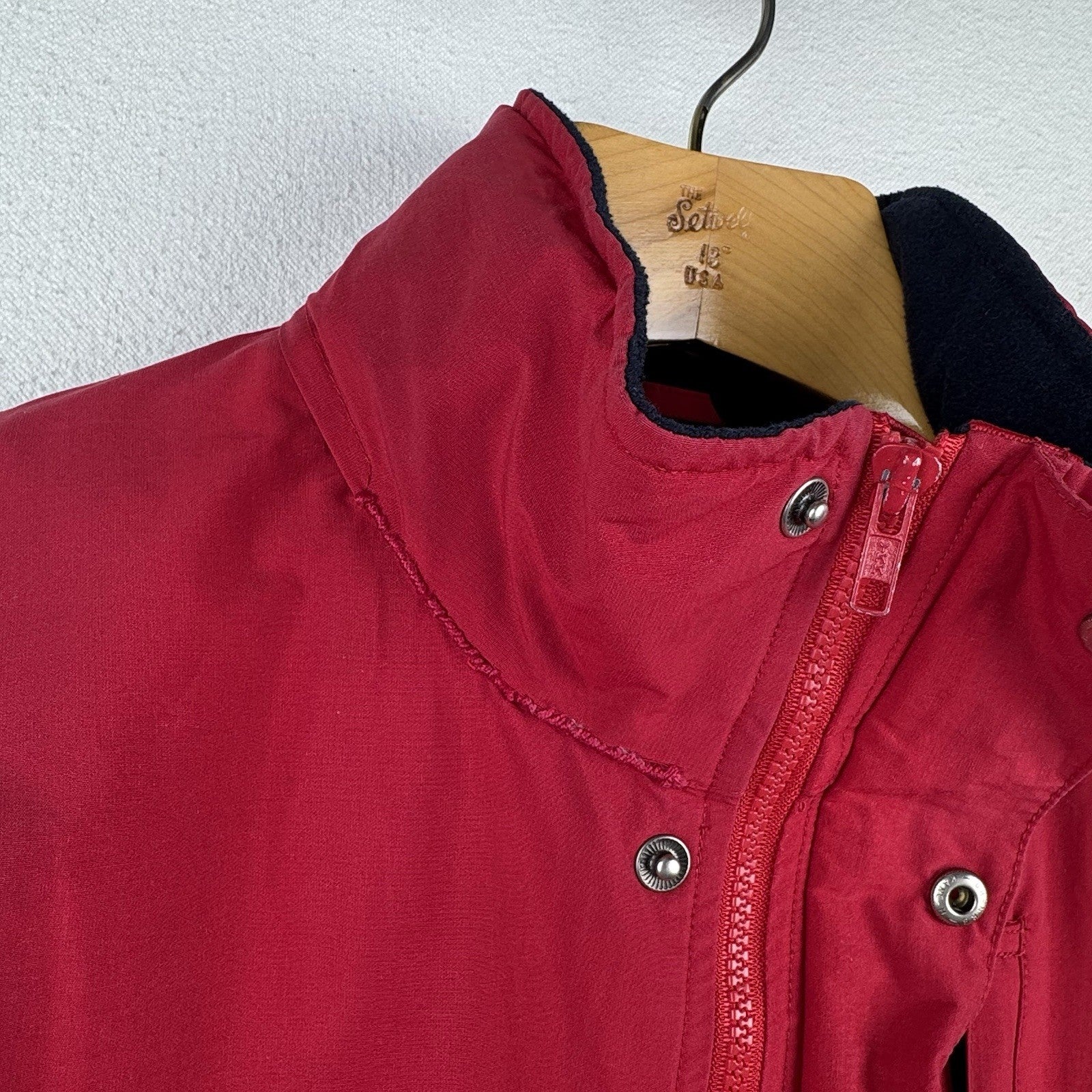 90’s Vtg Polo Ralph Lauren Jacket Men’s L Red A-2 Bomber Fleece Stowaway Hood