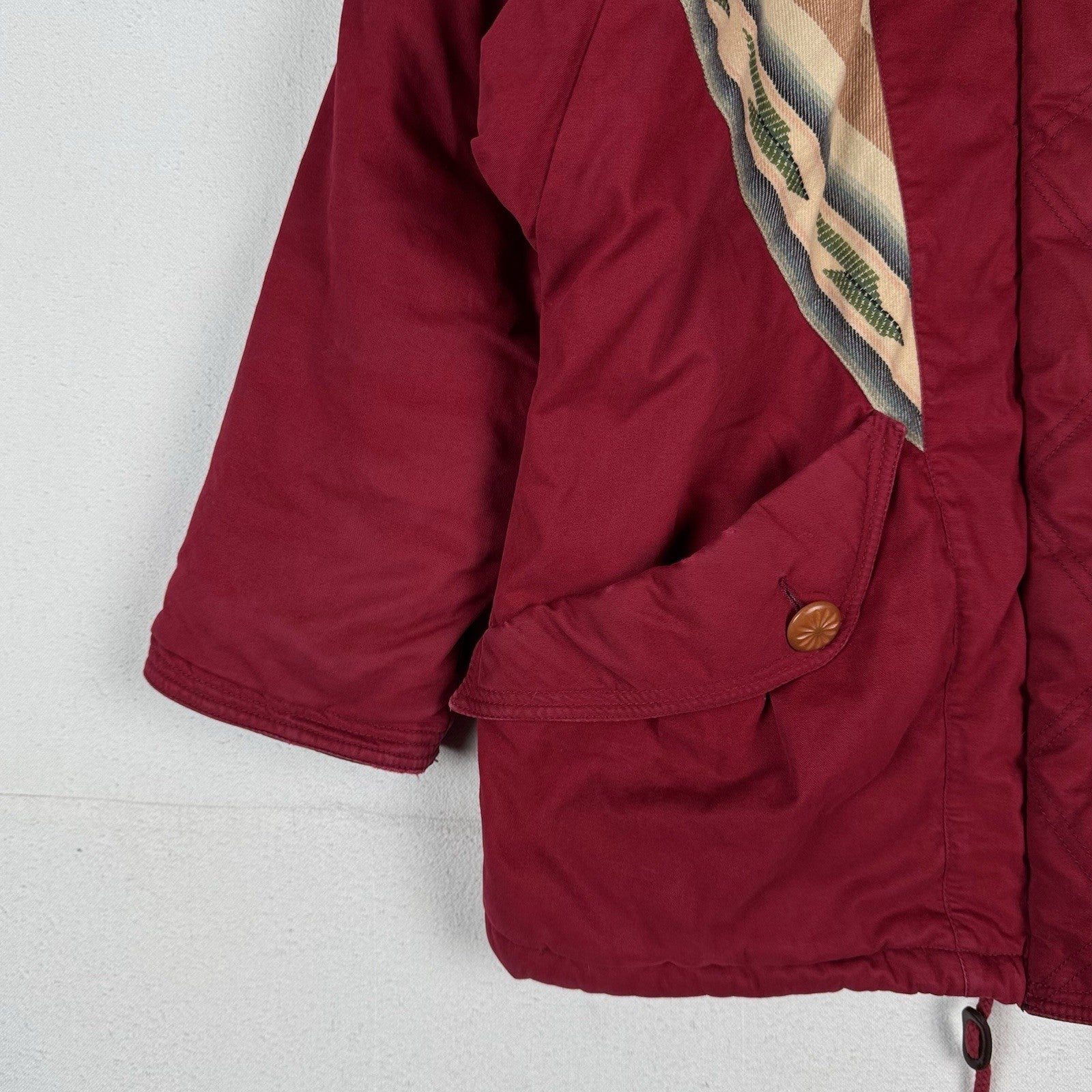 Vintage 80s Mulberry Street Aztec Parka Fox Tail Fur Hood Zip Jacket Women’s M