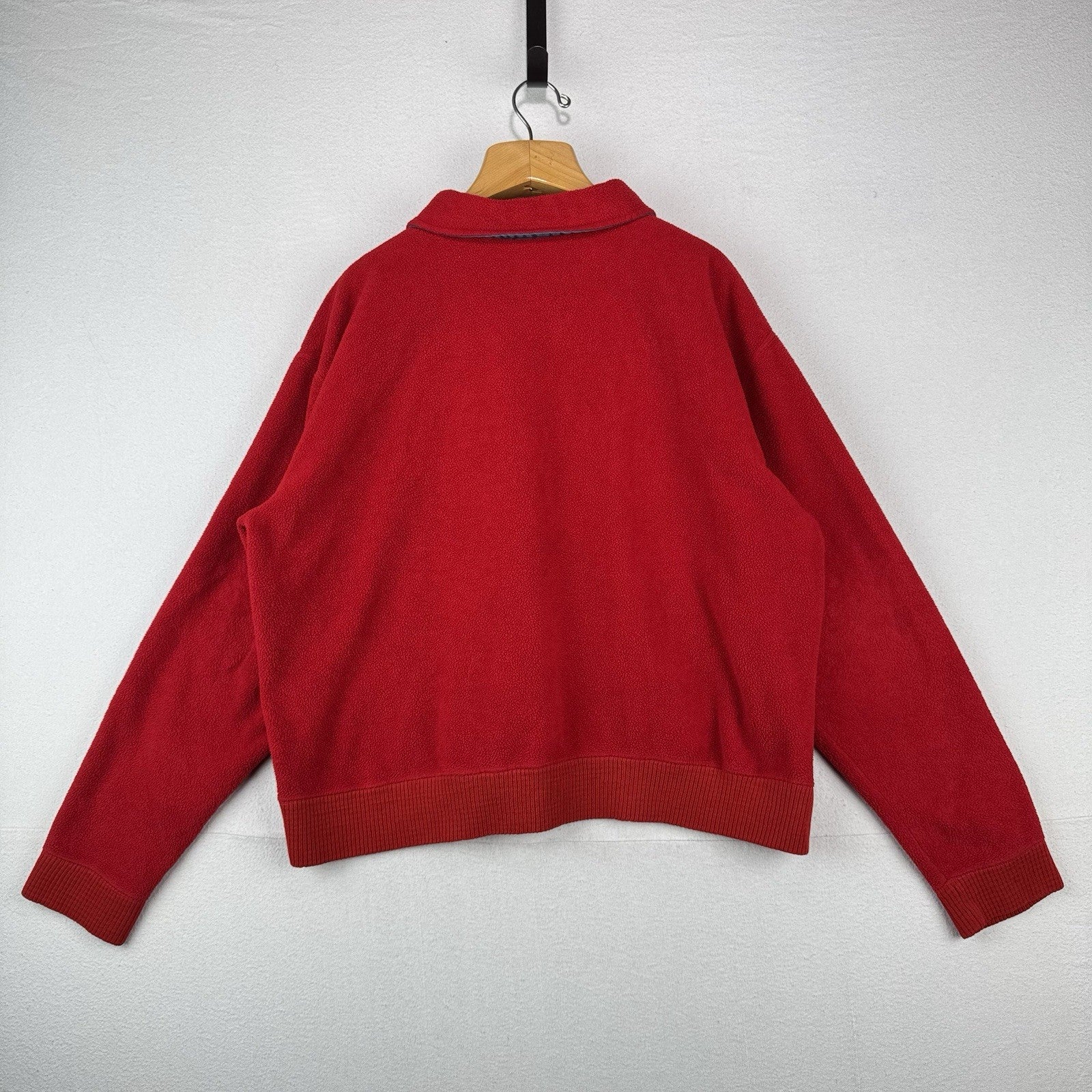 90’s Vtg Polo Ralph Lauren Fleece Polo Pullover Men’s Large Red Made USA