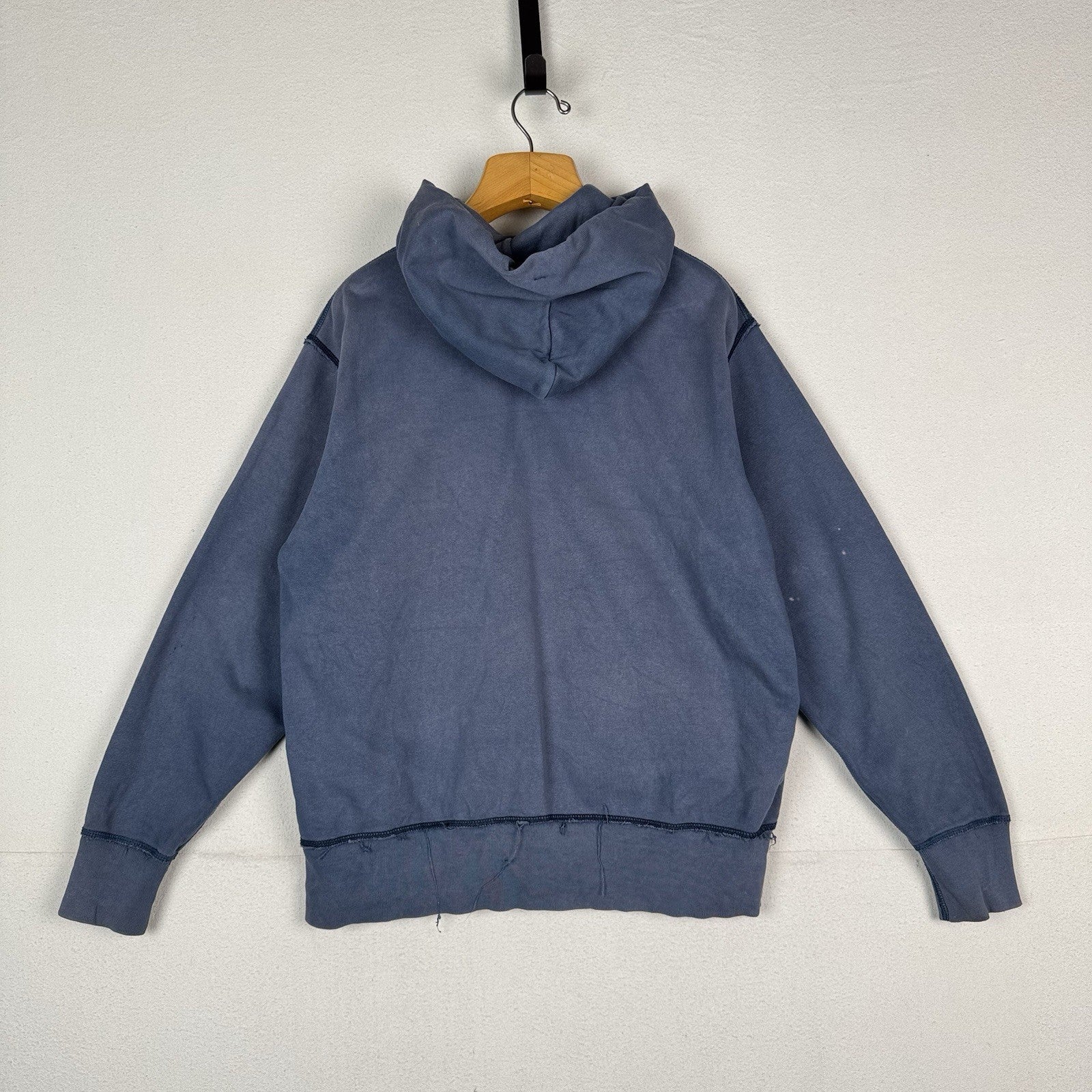 Vtg Ralph Lauren Polo Jeans Co Hoodie Sweatshirt Men's M Navy Crest *Sun Faded