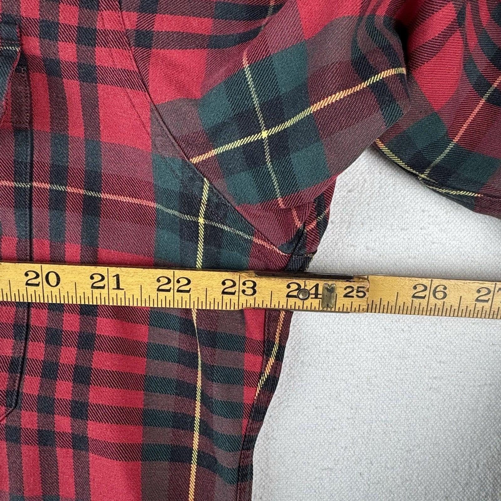 90’s Vtg Polo Ralph Lauren Tartan Plaid Wool Blend Flannel Shirt Men's M Red