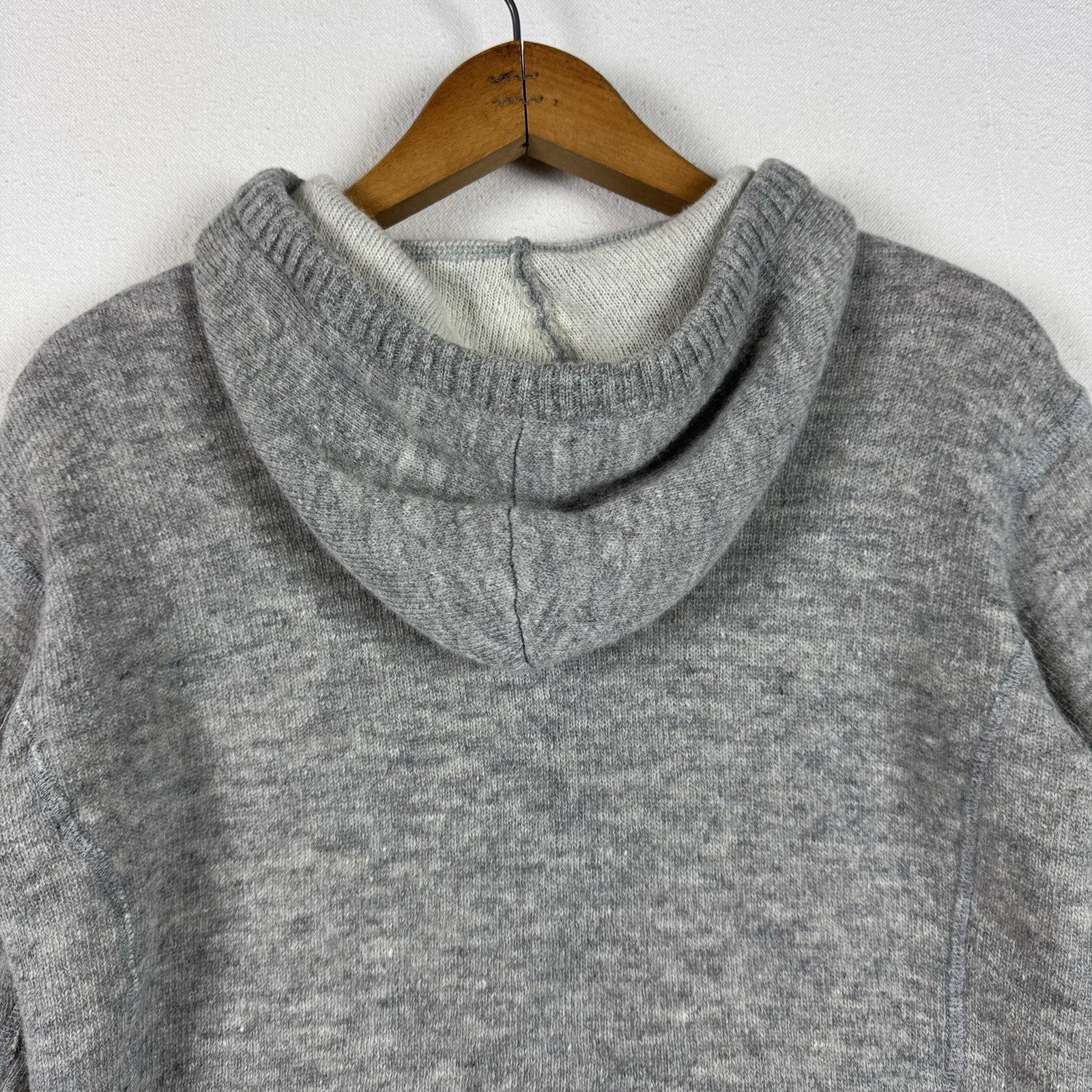 Eddie Bauer Gray Wool Acrylic Blend Sweater Full Zip Hooded Women's Medium