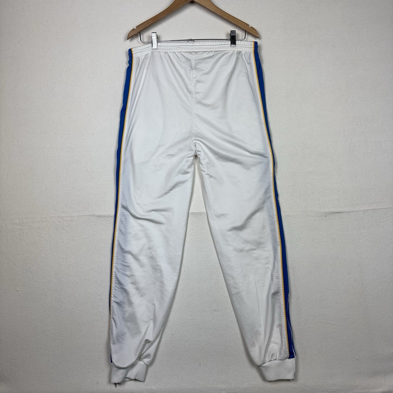 Vintage 80’s Puma Track Pants Embroidered Logo White Blue Yellow