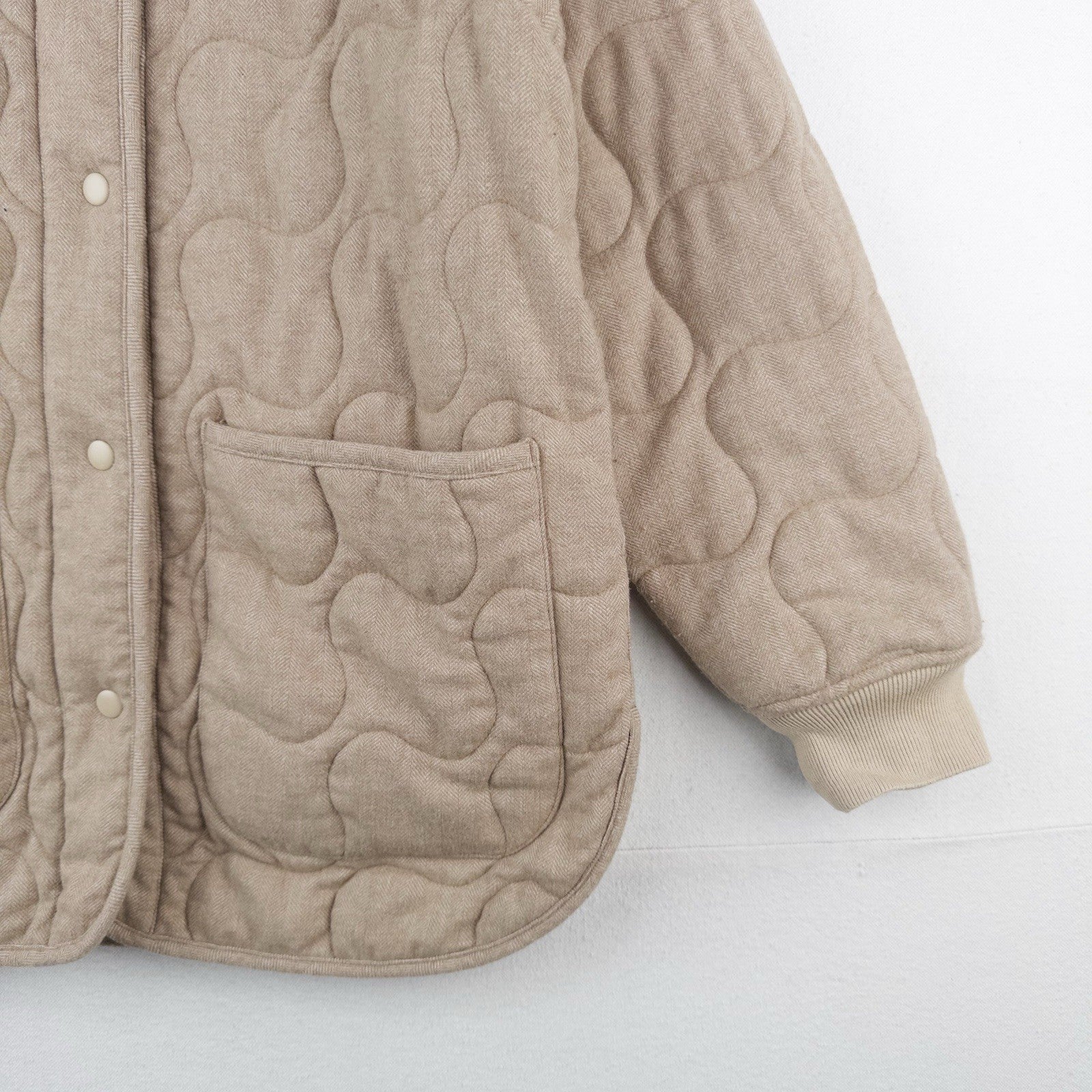 Madewell Quilted Oversized Wool Bomber Jacket Women’s Small Beige