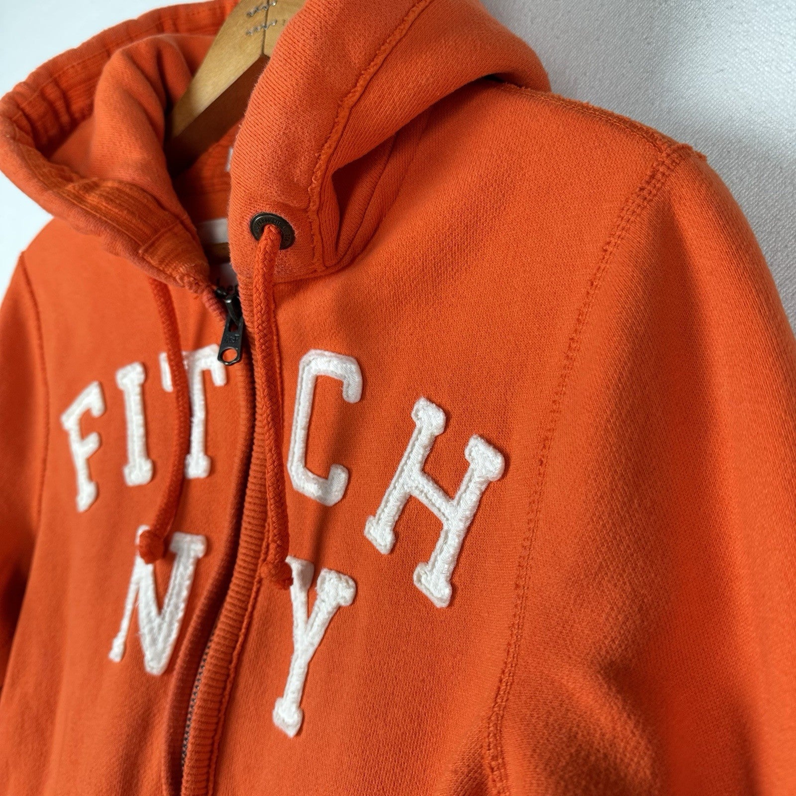Vintage Abercrombie & Fitch NY Muscle High Cotton Zip Hoodie Orange Large
