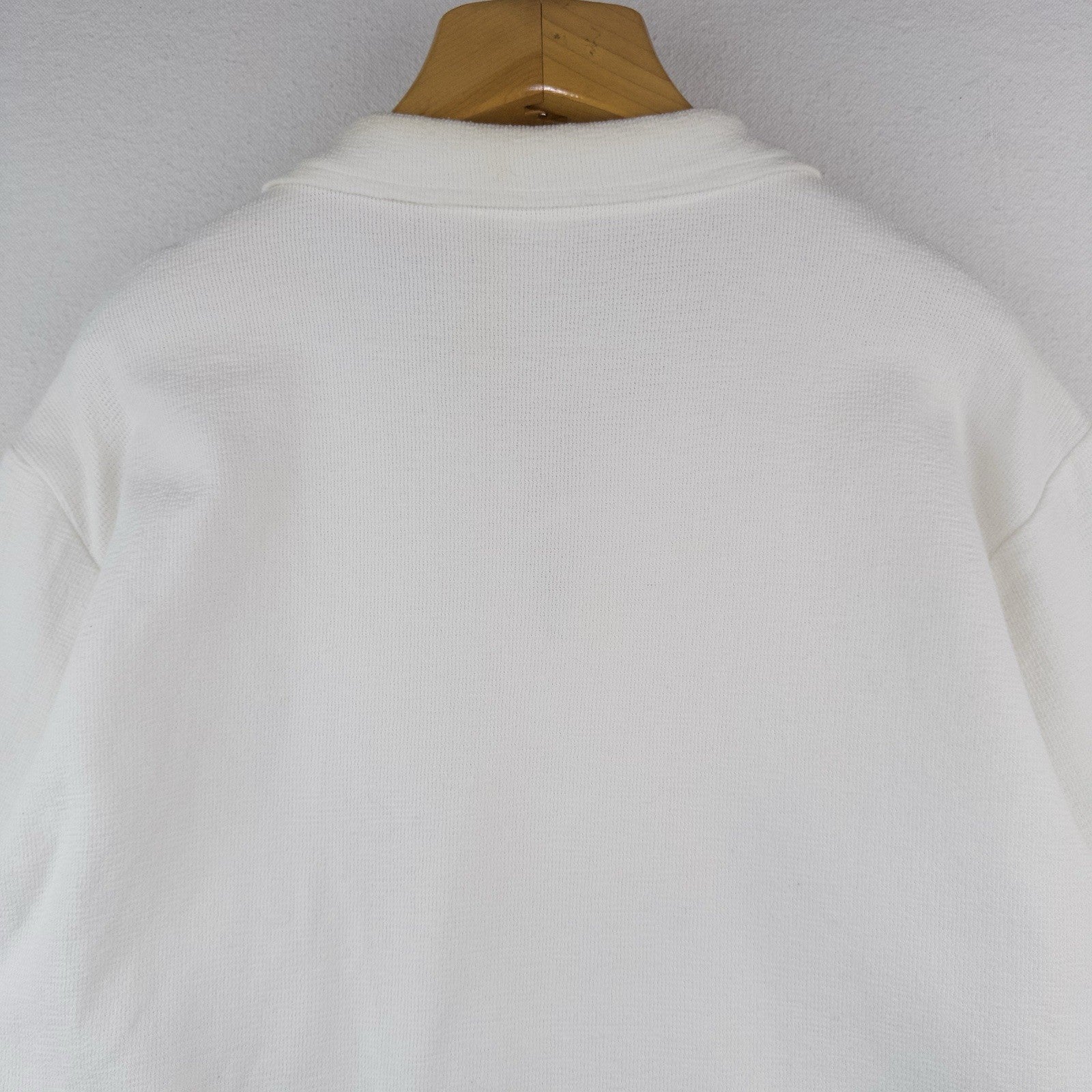 70s Vtg White Lace Up Tunic Shirt Men’s L Long Sleeve Polo Collar Boho Peasant
