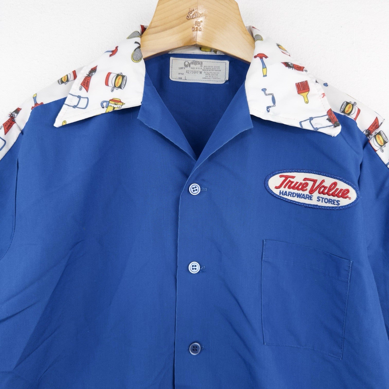 80’s Vtg True Value Graphic Employee Uniform Shirt Size Large Hardware Store